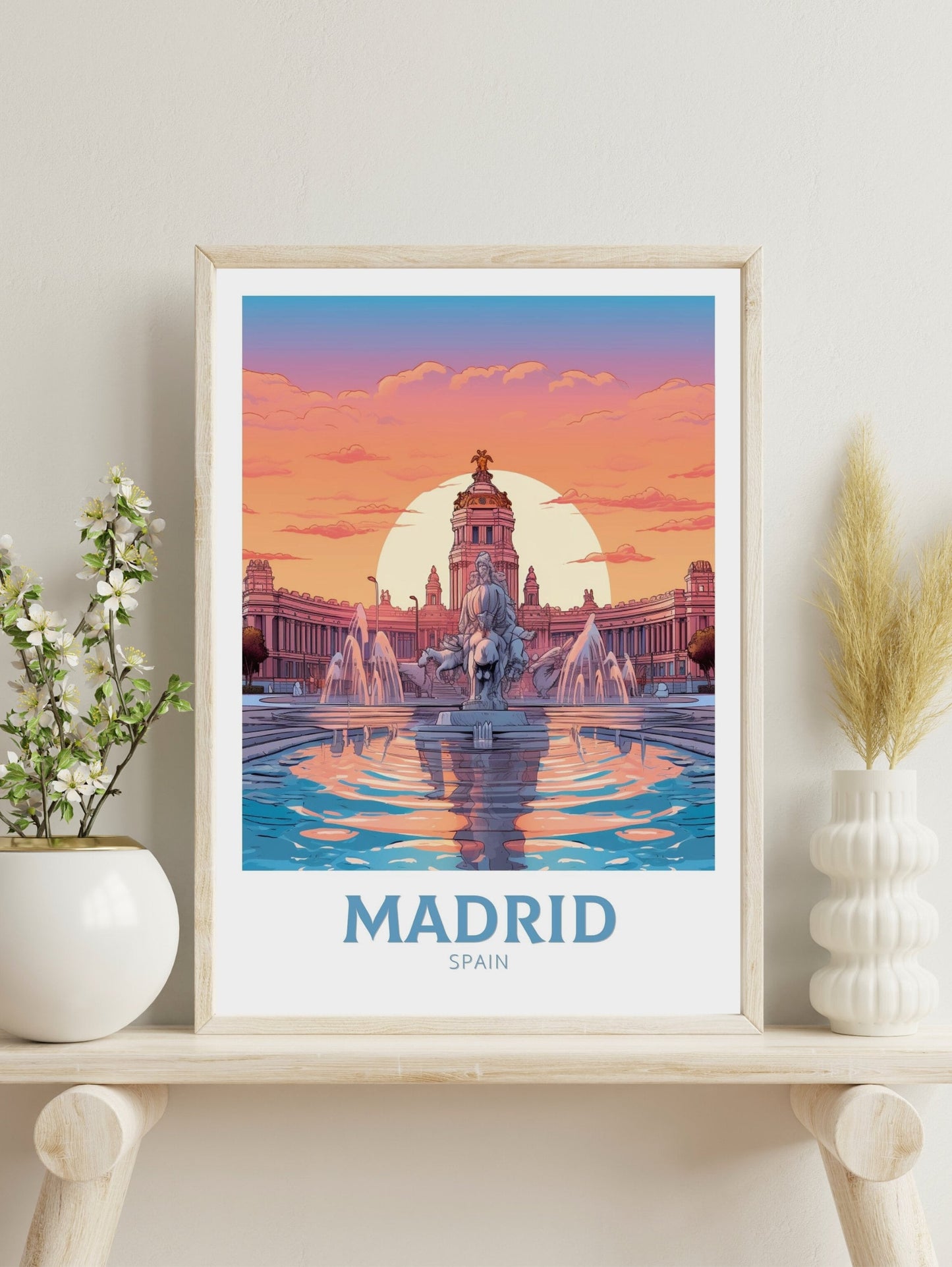 Madrid Print | Madrid Poster | Madrid Illustration | Madrid Wall Art | Spain Print | Madrid Print | Cibeles Fountain Travel Print | ID 292