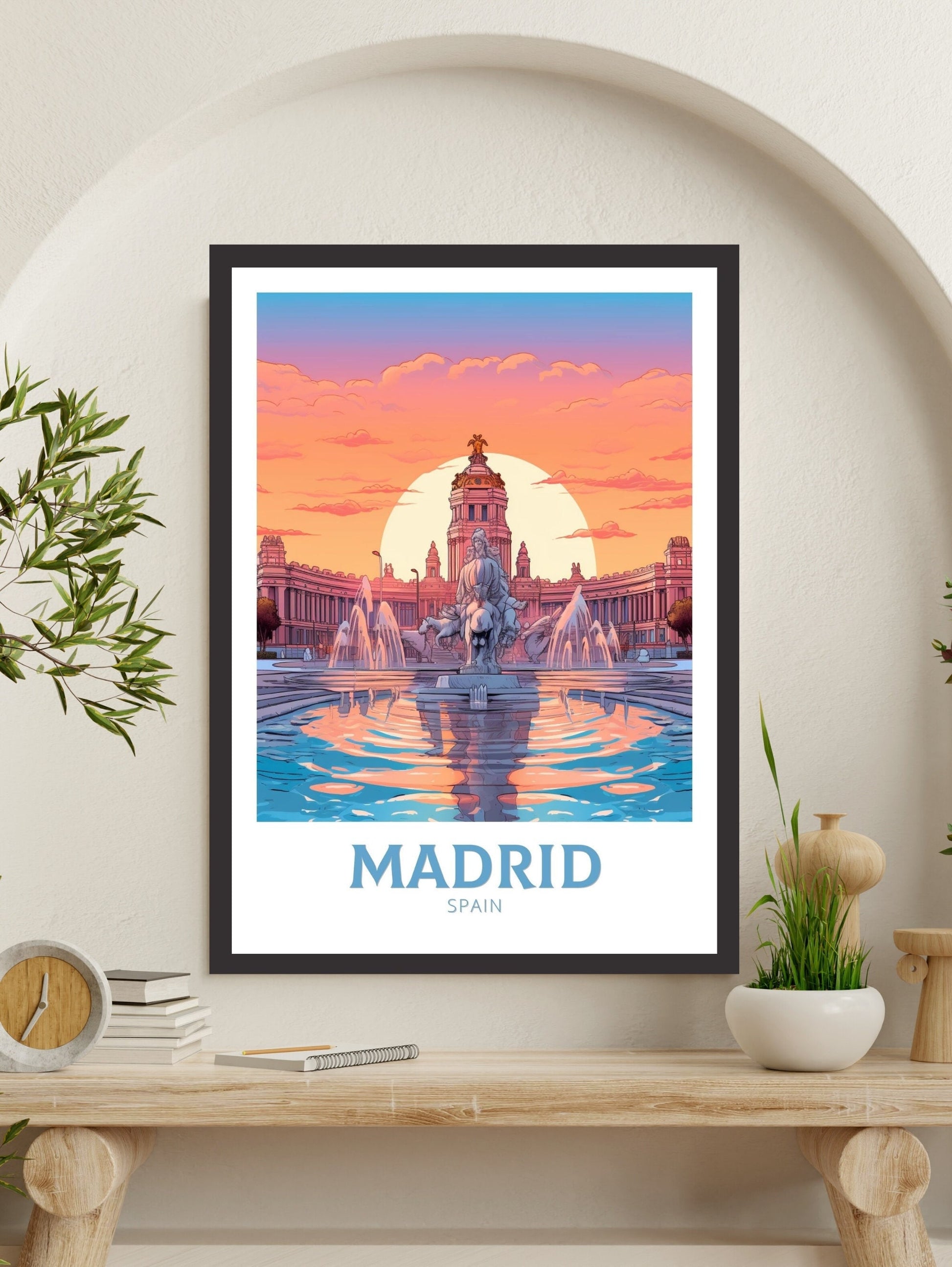 Madrid Print | Madrid Poster | Madrid Illustration | Madrid Wall Art | Spain Print | Madrid Print | Cibeles Fountain Travel Print | ID 292