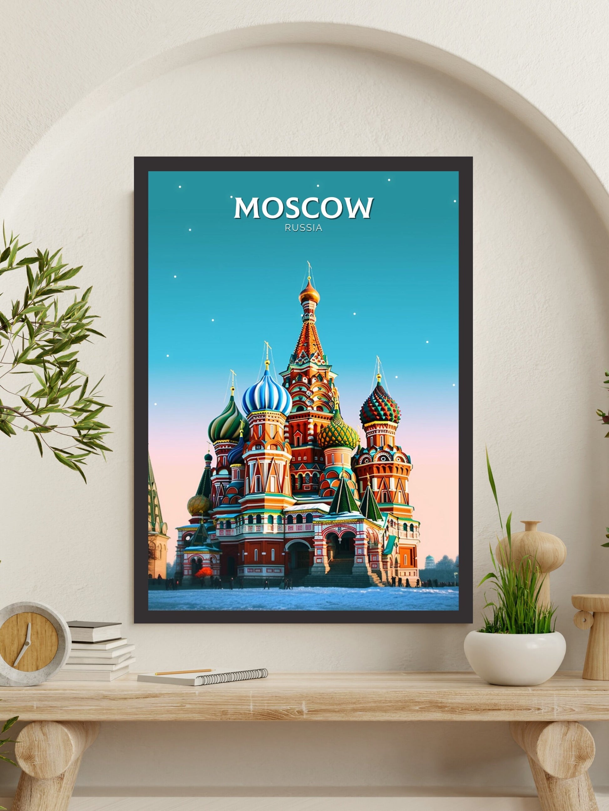 Moscow Travel Poster | Moscow Travel Print | Moscow Illustration | Moscow Wall Art | Russia Print | River St. Basil's Cathedral ID 295