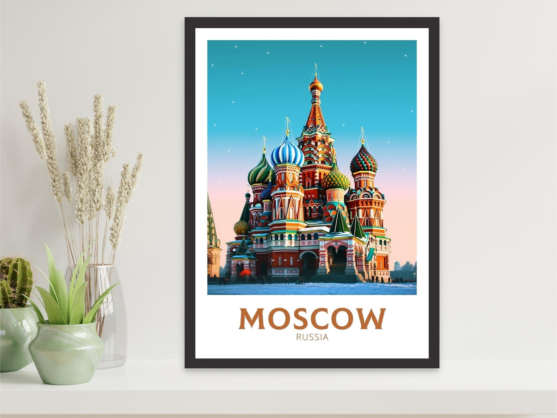 Moscow Travel Print | Moscow Travel Poster | Moscow Wall Art | Moscow Illustration | Russia Print | River St. Basil's Cathedral ID 296