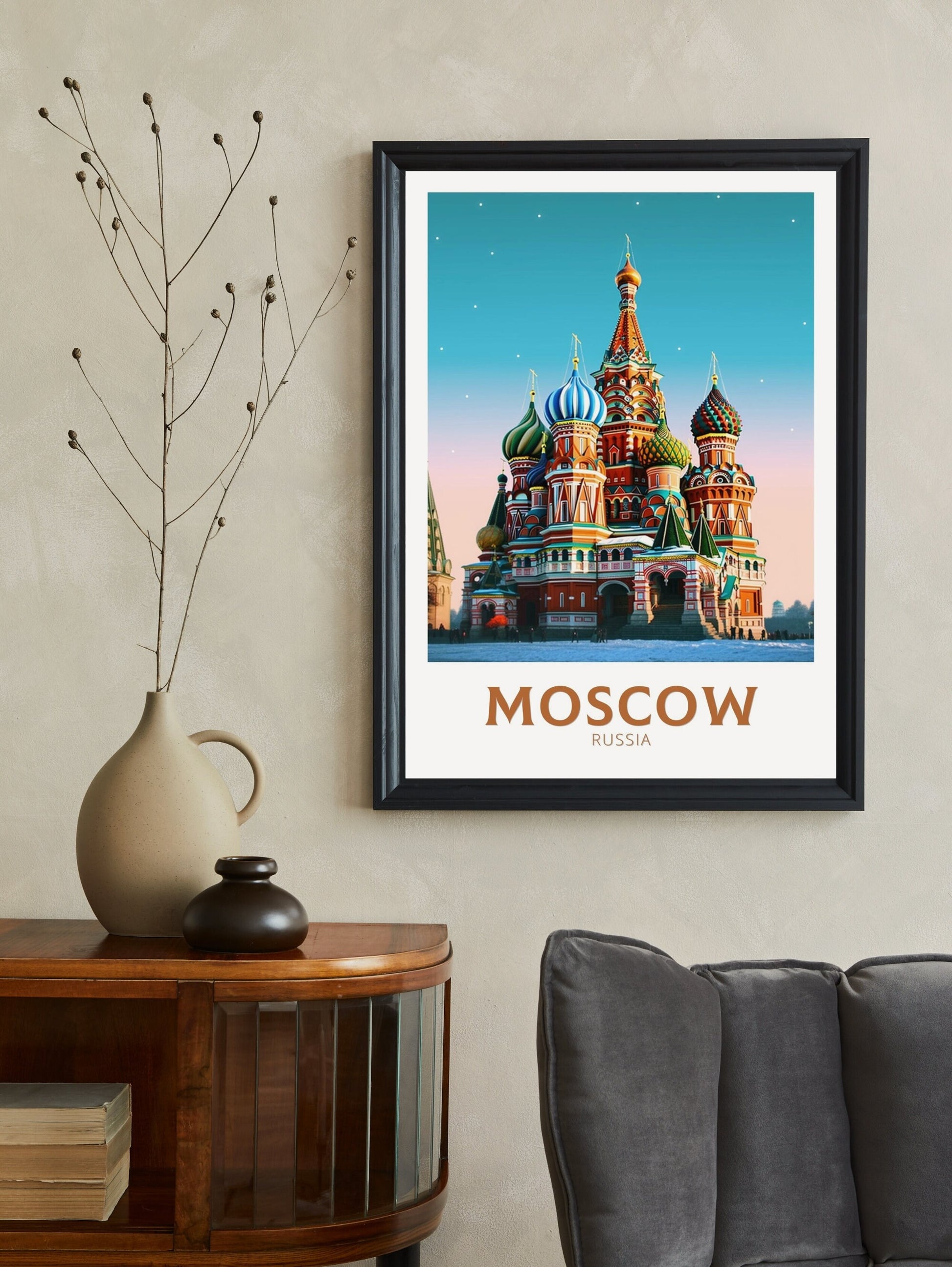 Moscow Travel Print | Moscow Travel Poster | Moscow Wall Art | Moscow Illustration | Russia Print | River St. Basil's Cathedral ID 296