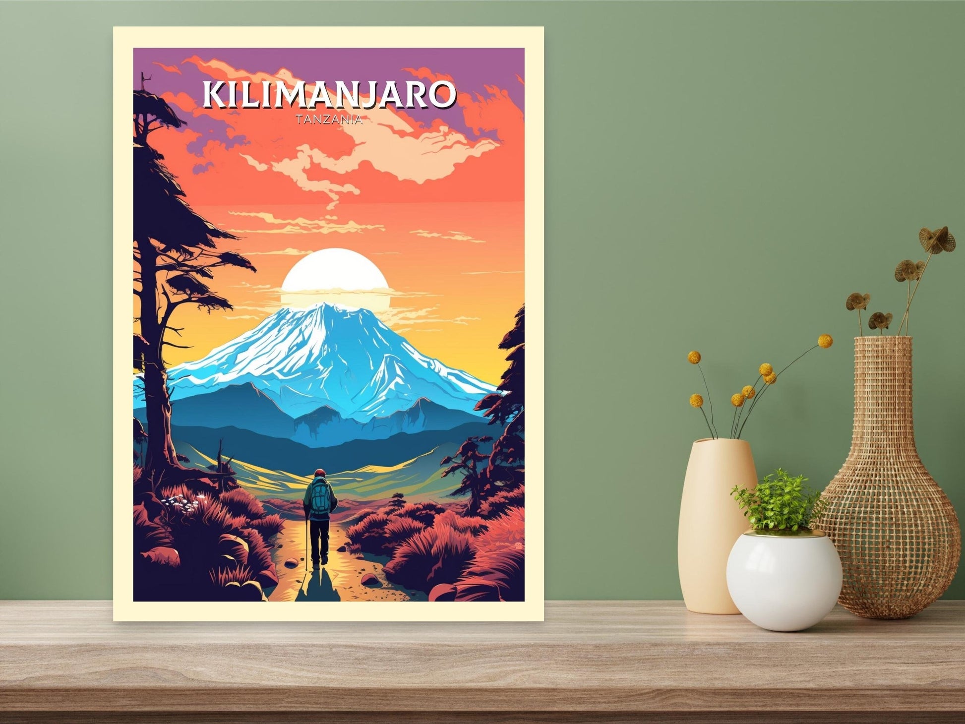 Kilimanjaro National Park Travel Poster | Kilimanjaro Travel Print | Kilimanjaro Wall Art | Africa Poster | Tanzania Travel Print | ID 297