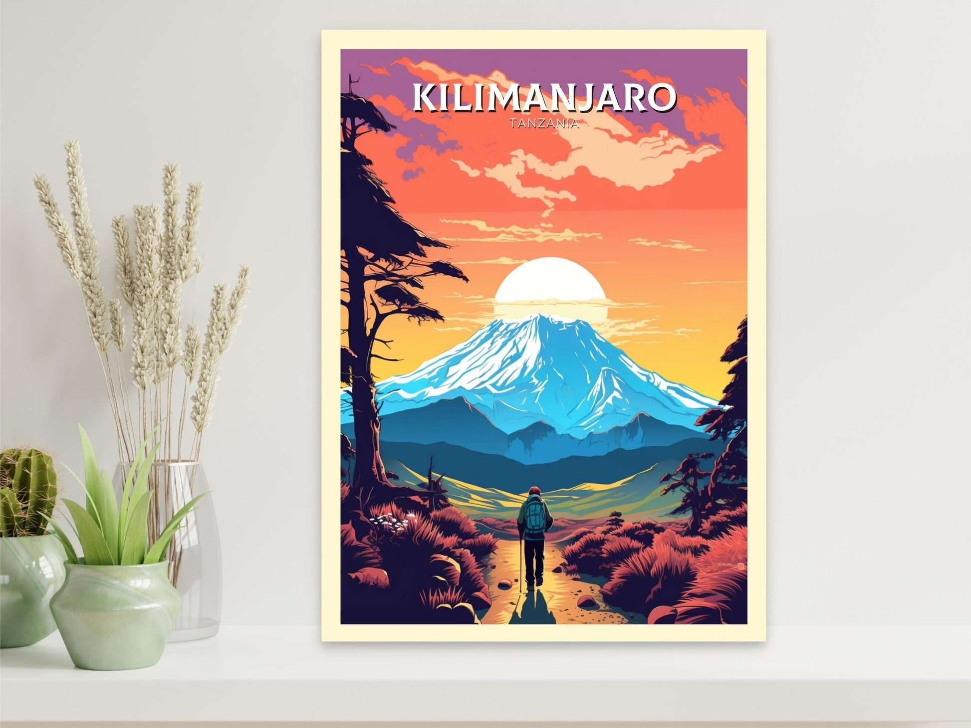 Kilimanjaro National Park Travel Poster | Kilimanjaro Travel Print | Kilimanjaro Wall Art | Africa Poster | Tanzania Travel Print | ID 297