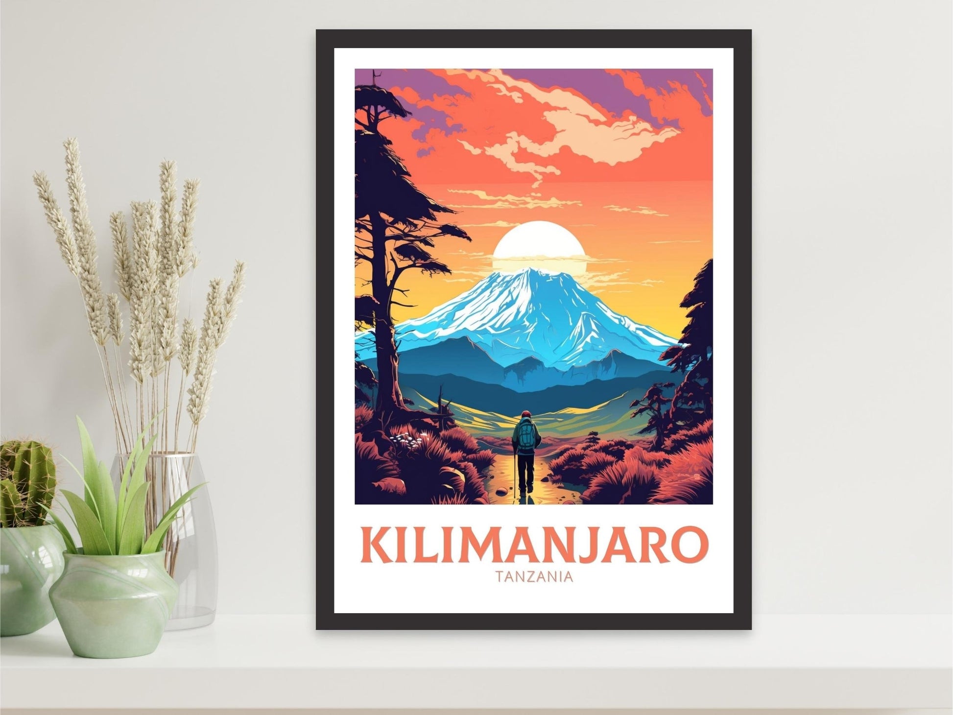 Kilimanjaro Travel Print | Kilimanjaro National Park Travel Poster | Kilimanjaro Wall Art | Africa Poster | Tanzania Travel Print | ID 298