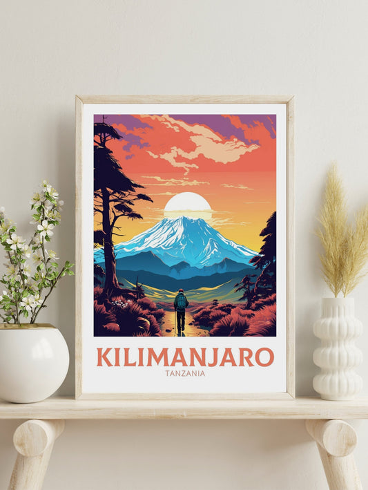 Kilimanjaro Travel Print | Kilimanjaro National Park Travel Poster | Kilimanjaro Wall Art | Africa Poster | Tanzania Travel Print | ID 298