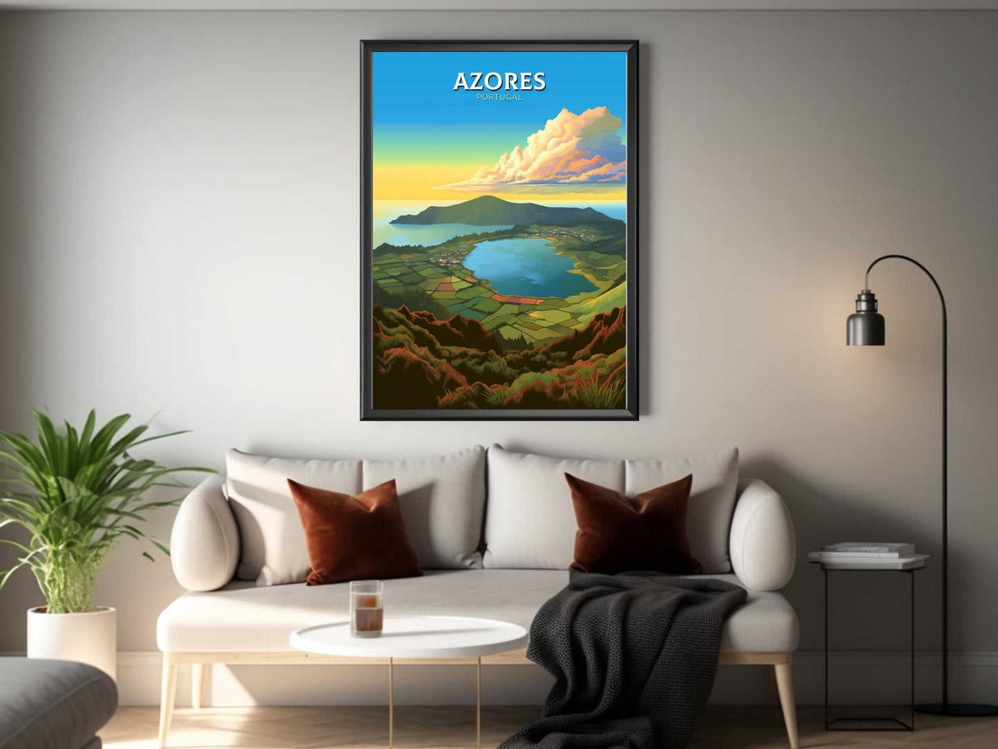 Azores Travel Poster | Azores Portugal Travel Print | Azores Illustration | Azores Wall Art | Portugal Print | Azores Wall Art | ID 299