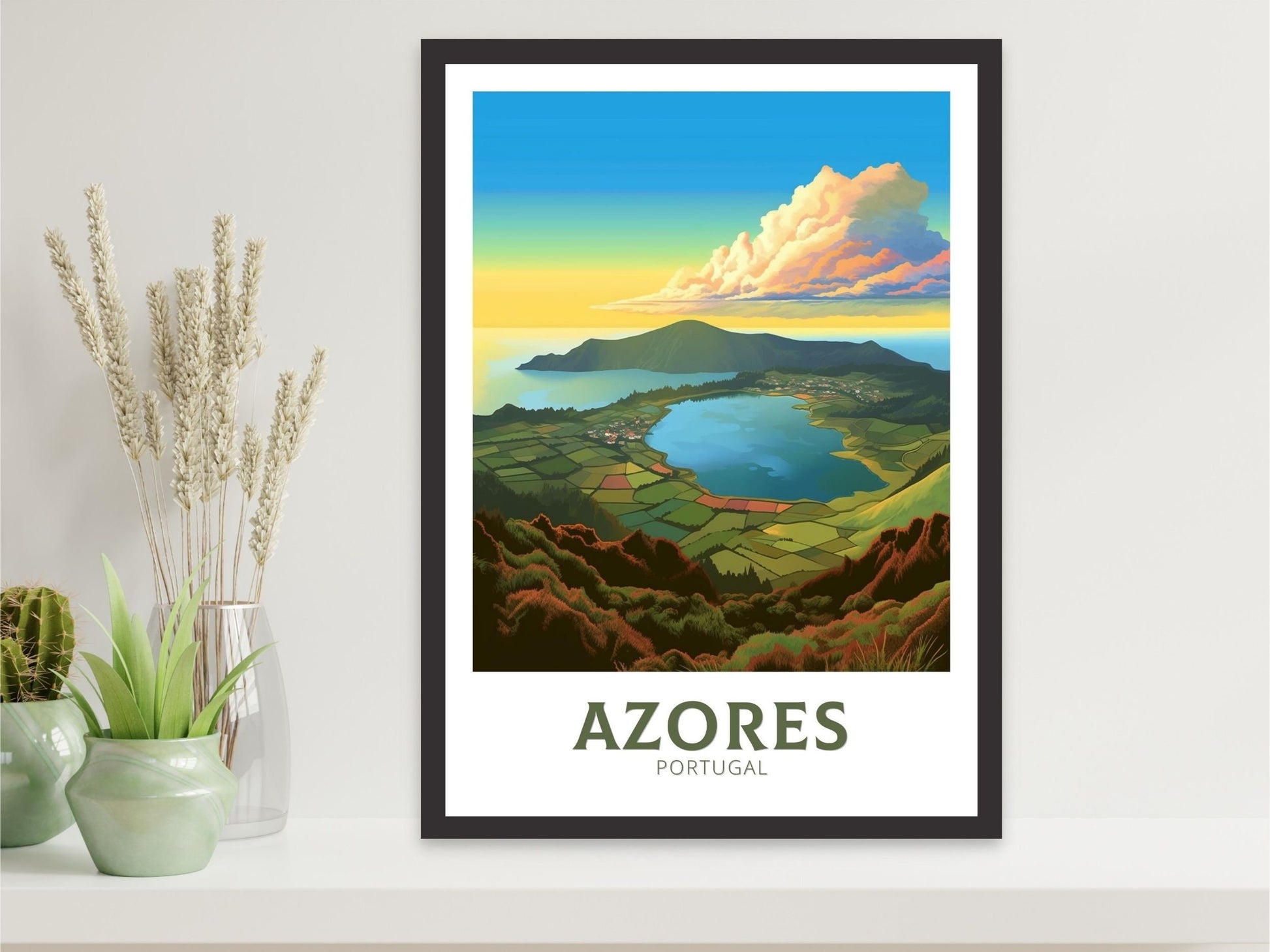 Azores Portugal Travel Print | Azores Travel Poster | Azores Illustration | Azores Wall Art | Portugal Print | Azores Wall Art | ID 300