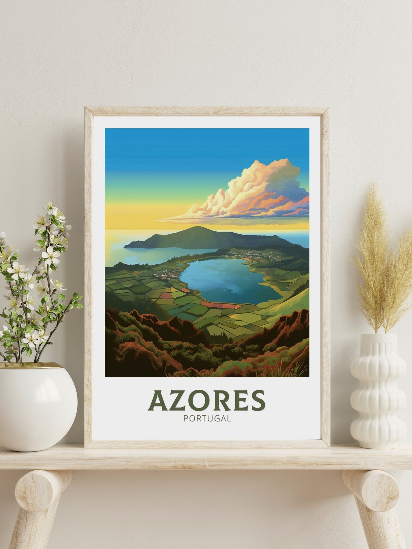 Azores Portugal Travel Print | Azores Travel Poster | Azores Illustration | Azores Wall Art | Portugal Print | Azores Wall Art | ID 300