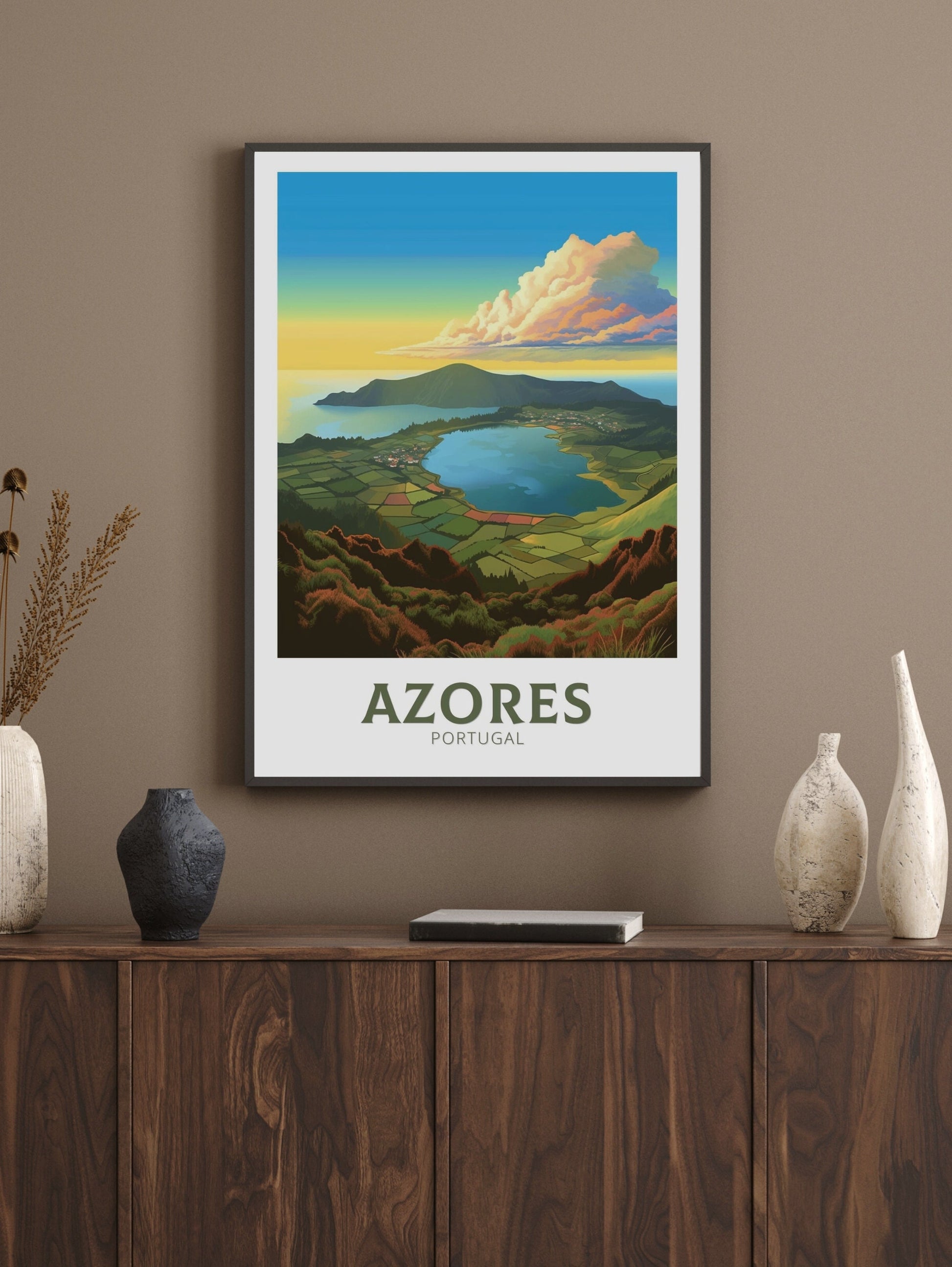 Azores Portugal Travel Print | Azores Travel Poster | Azores Illustration | Azores Wall Art | Portugal Print | Azores Wall Art | ID 300