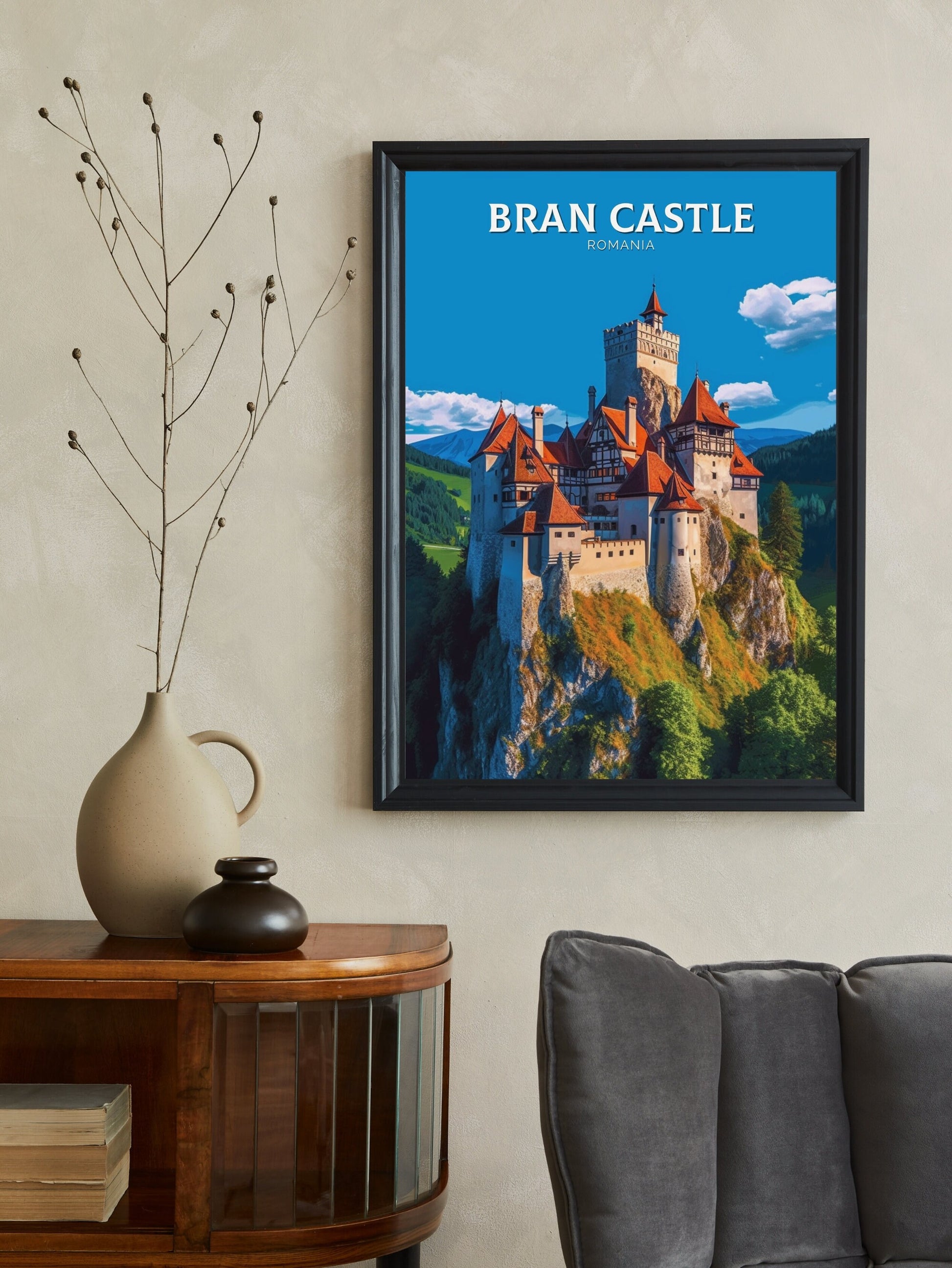 Bran Castle Travel Poster | Bran Castle Romania Illustration | Bran Castle Wall Art | Dracula castle | Bran Castle Travel Print | ID 305