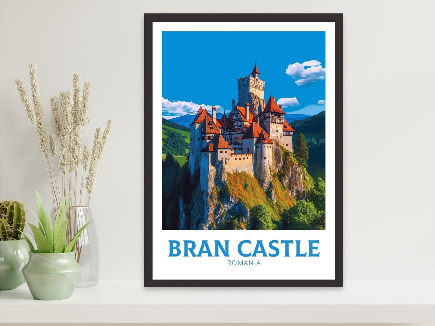 Bran Castle Travel Print | Bran Castle Travel Poster | Bran Castle Romania Illustration | Bran Castle Wall Art | Dracula castle | ID 306