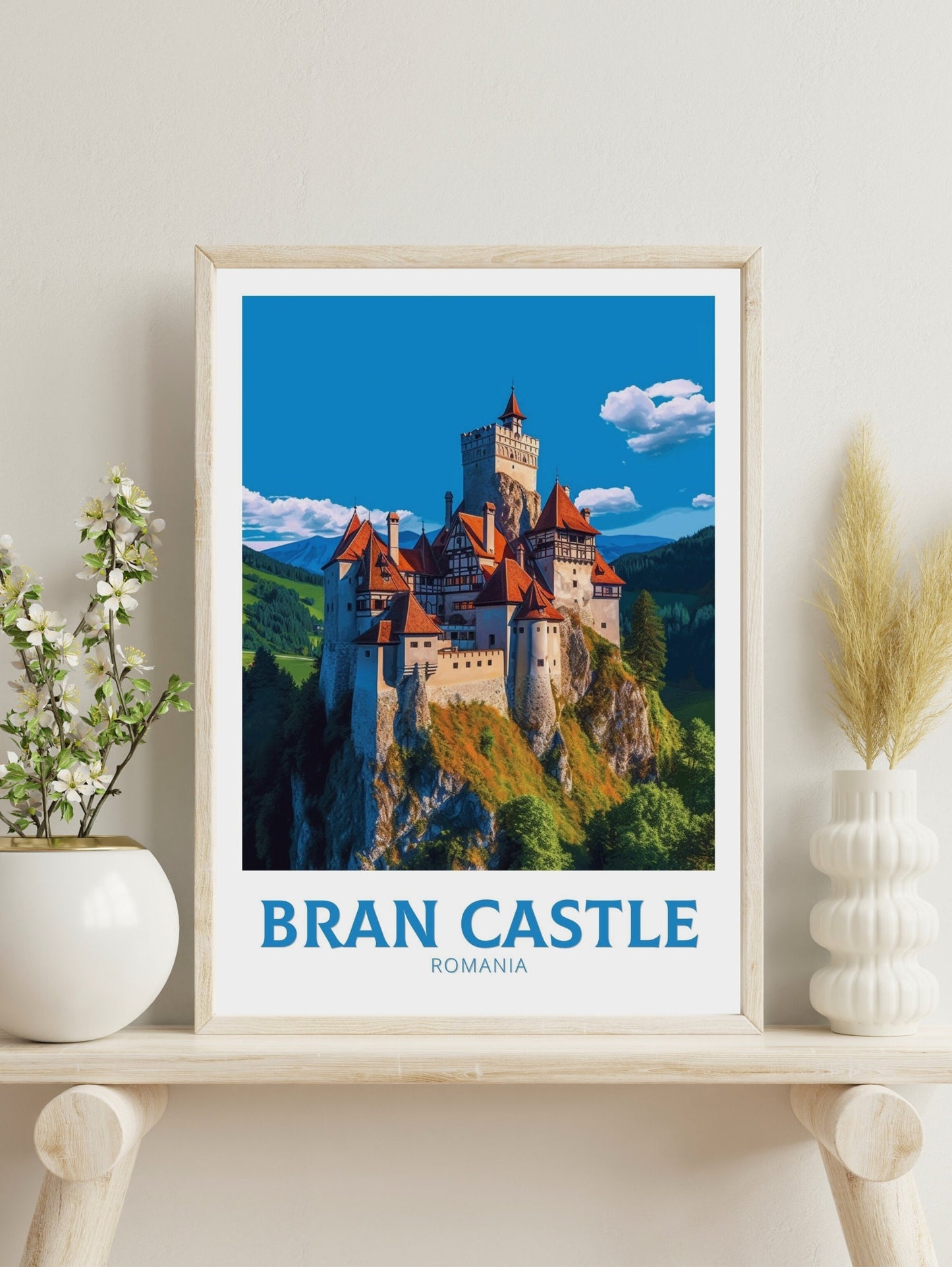 Bran Castle Travel Print | Bran Castle Travel Poster | Bran Castle Romania Illustration | Bran Castle Wall Art | Dracula castle | ID 306