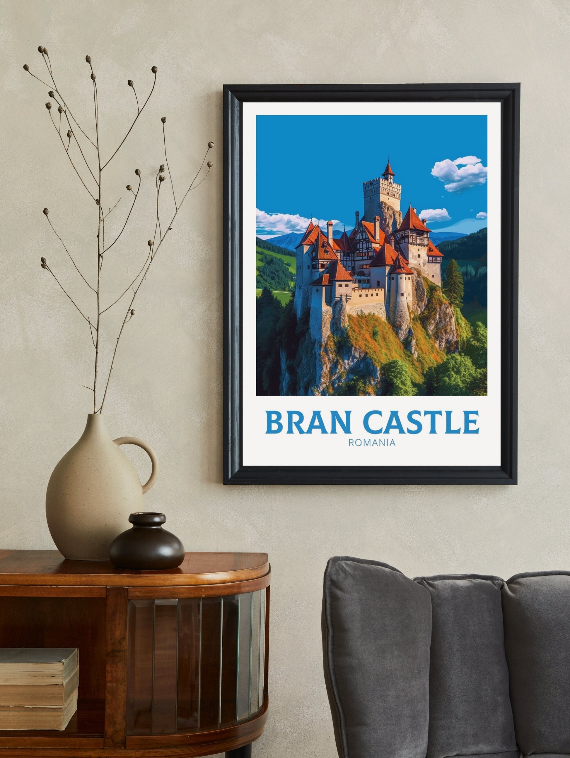 Bran Castle Travel Print | Bran Castle Travel Poster | Bran Castle Romania Illustration | Bran Castle Wall Art | Dracula castle | ID 306