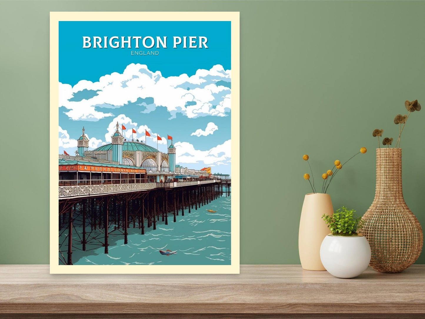 Brighton Pier Travel Print | Brighton Pier Illustration | Brighton Pier Wall Art | Brighton Pier Home Decor | Brighton Poster | ID 307