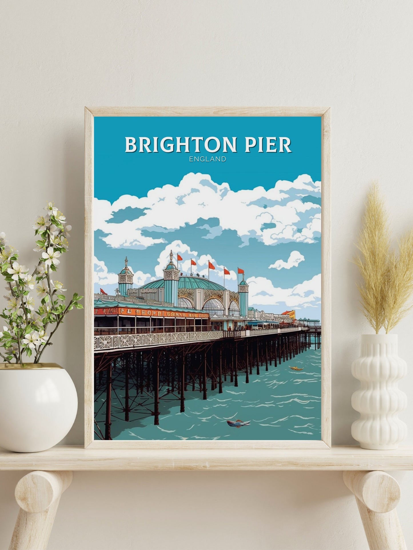 Brighton Pier Travel Print | Brighton Pier Illustration | Brighton Pier Wall Art | Brighton Pier Home Decor | Brighton Poster | ID 307