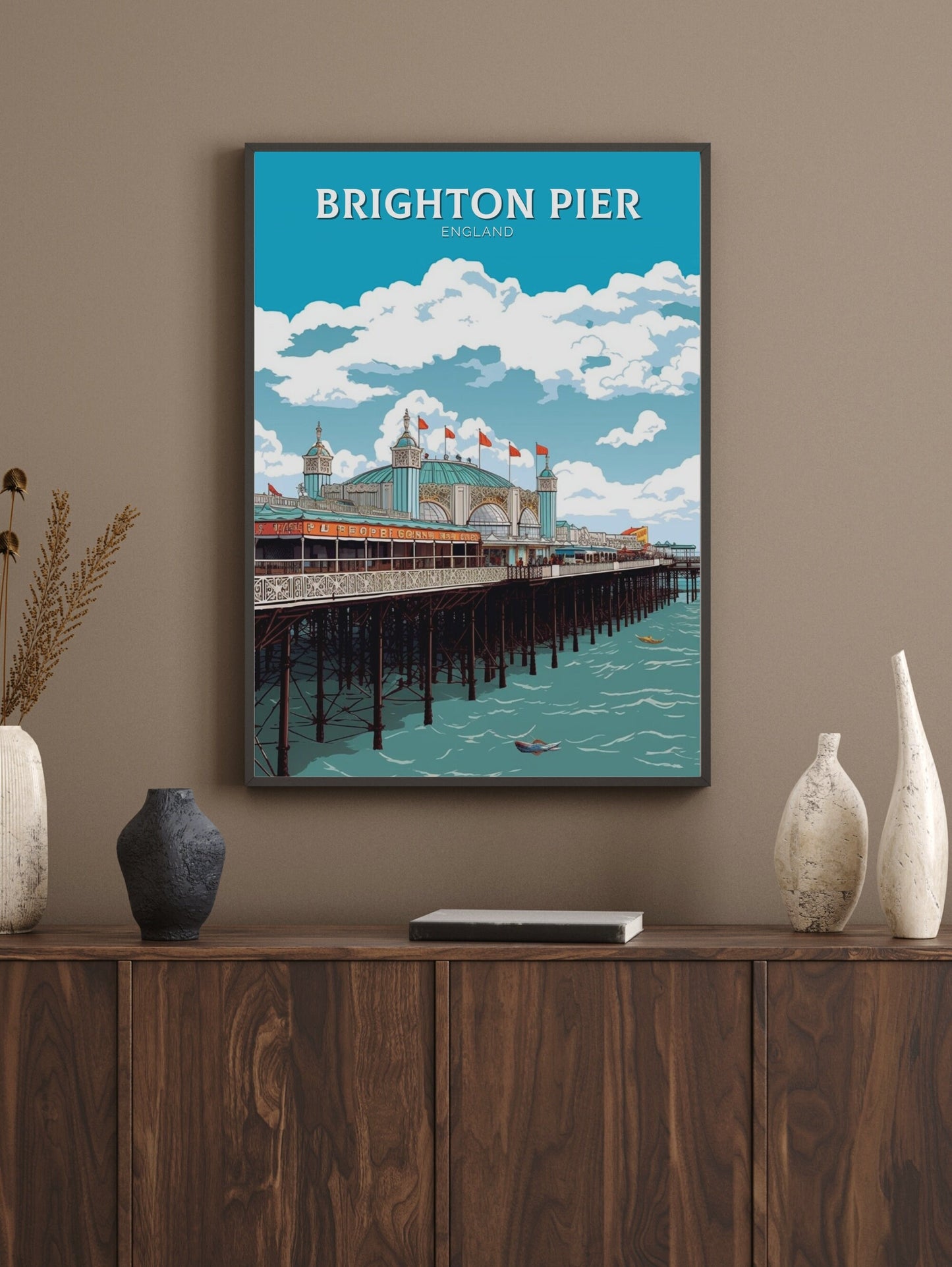 Brighton Pier Travel Print | Brighton Pier Illustration | Brighton Pier Wall Art | Brighton Pier Home Decor | Brighton Poster | ID 307