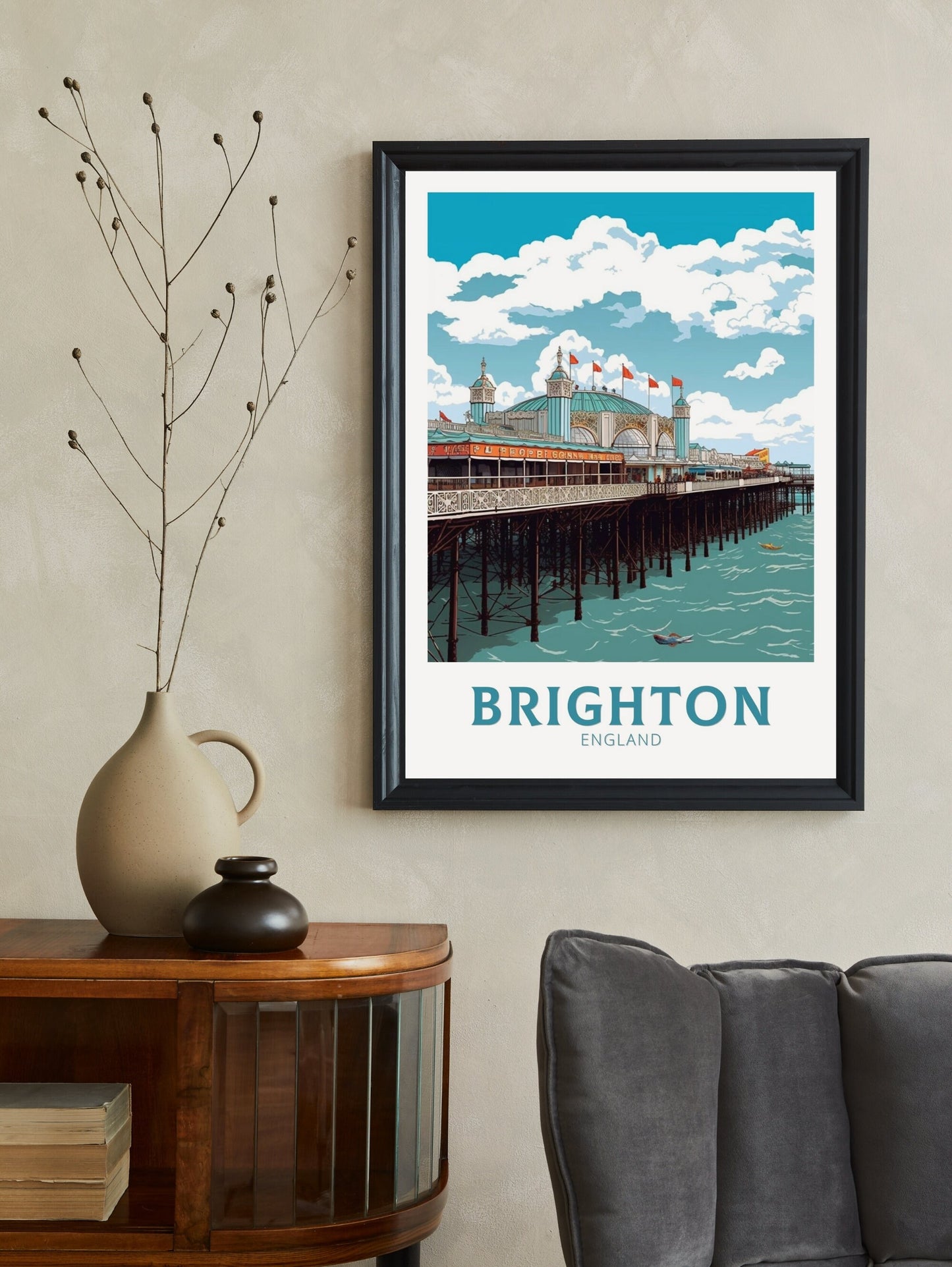 Brighton Pier Poster | Brighton Pier Travel Print | Brighton Pier Illustration | Brighton Pier Wall Art | Brighton Pier Home Decor | ID 308