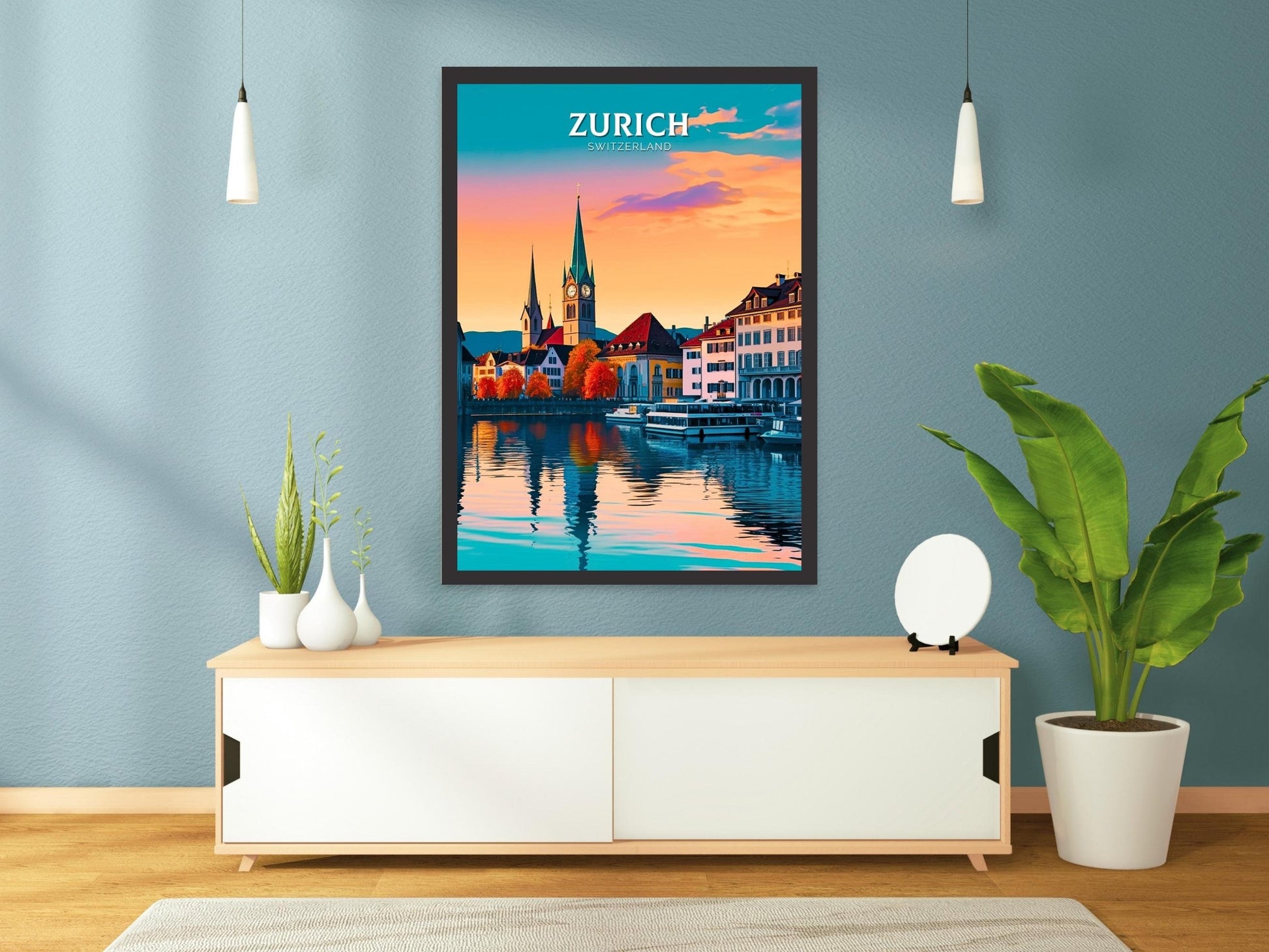 Zurich Travel Poster | Zurich Travel Print | Zurich Illustration | Zurich Wall Art | Switzerland Print | Zurich Artwork | ID 311