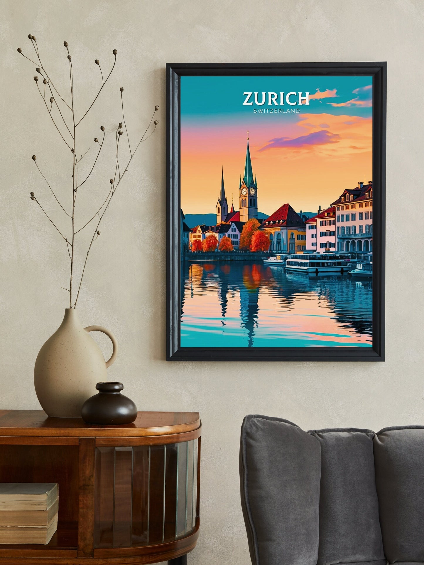 Zurich Travel Poster | Zurich Travel Print | Zurich Illustration | Zurich Wall Art | Switzerland Print | Zurich Artwork | ID 311