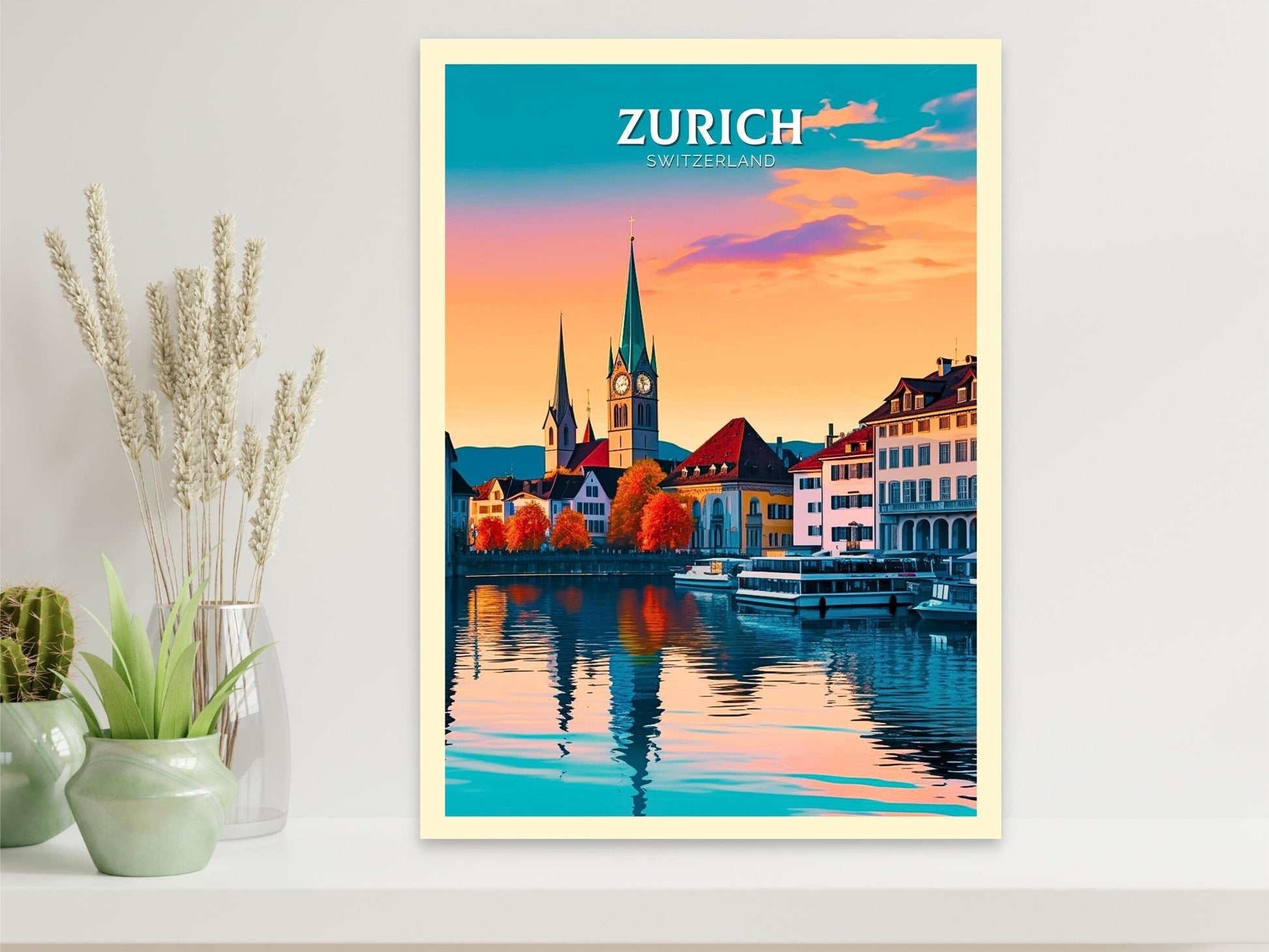 Zurich Travel Poster | Zurich Travel Print | Zurich Illustration | Zurich Wall Art | Switzerland Print | Zurich Artwork | ID 311