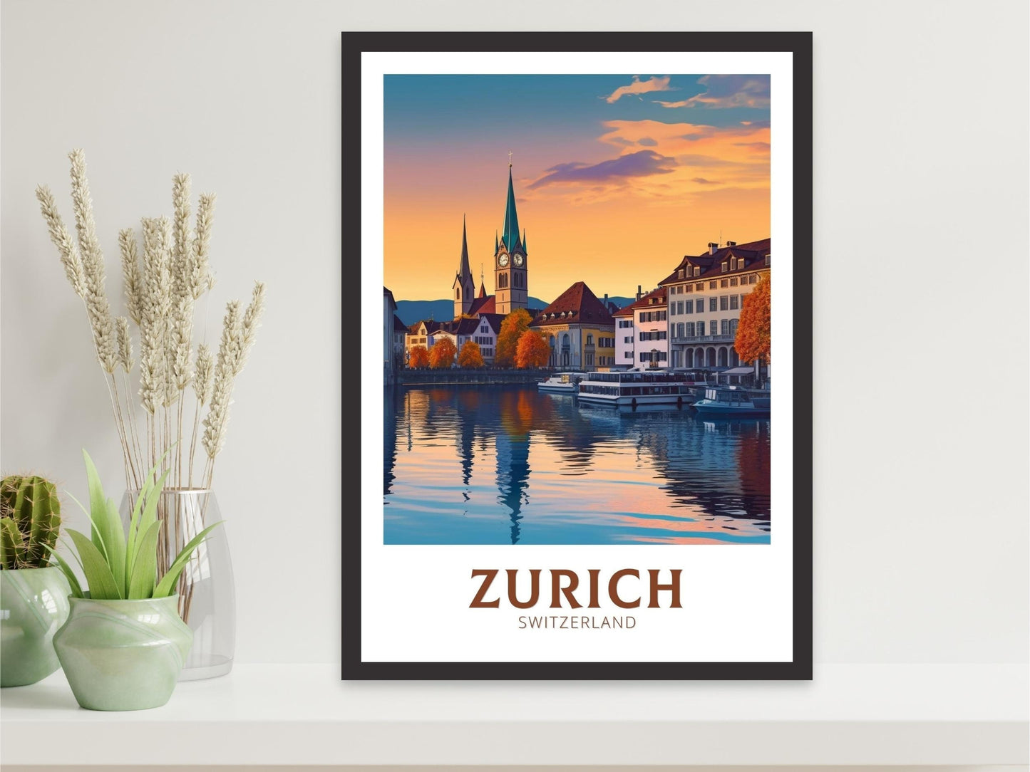 Zurich Travel Print | Zurich Illustration | Zurich Travel Poster | Zurich Wall Art | Switzerland Print | Zurich Artwork | ID 312