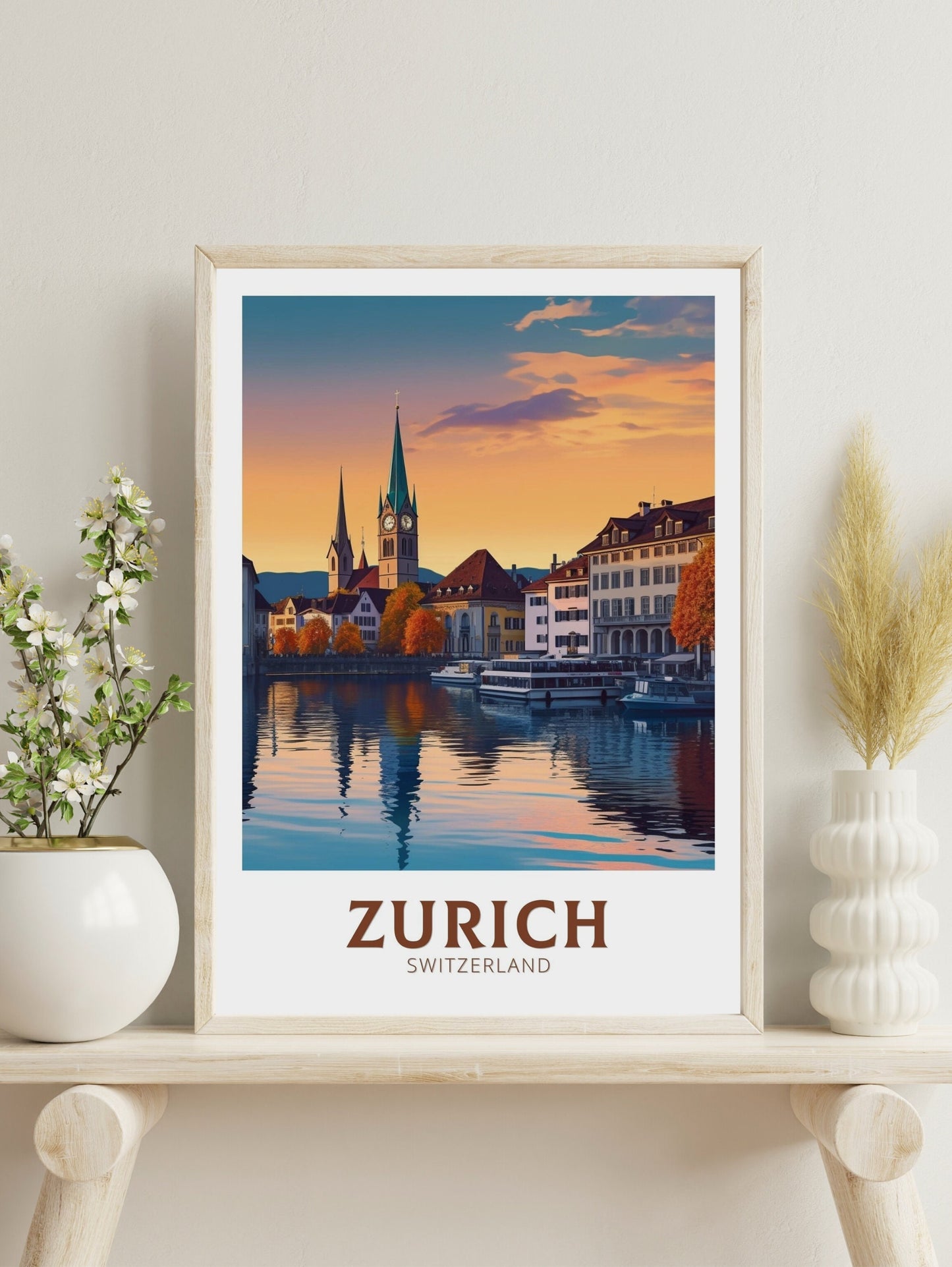 Zurich Travel Print | Zurich Illustration | Zurich Travel Poster | Zurich Wall Art | Switzerland Print | Zurich Artwork | ID 312