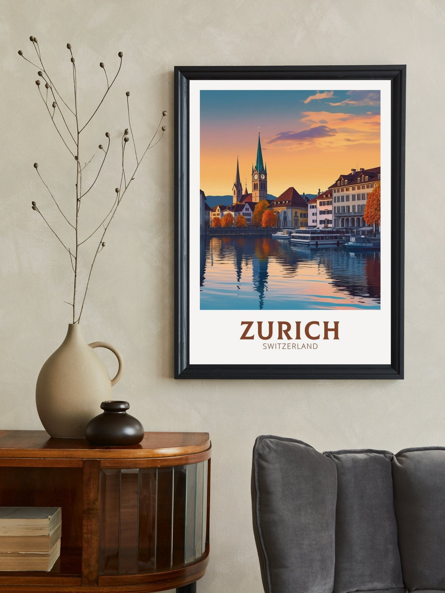 Zurich Travel Print | Zurich Illustration | Zurich Travel Poster | Zurich Wall Art | Switzerland Print | Zurich Artwork | ID 312