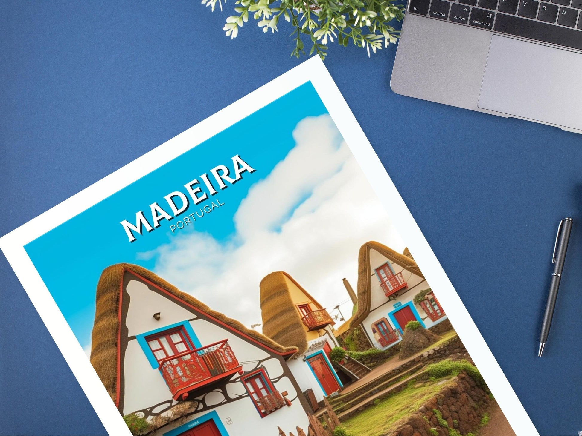 Madeira Travel Print | Santana's Charming Houses | Madeira Wall Art | Portugal Home Décor | Madeira Travel Poster | Madeira Artwork | ID 319