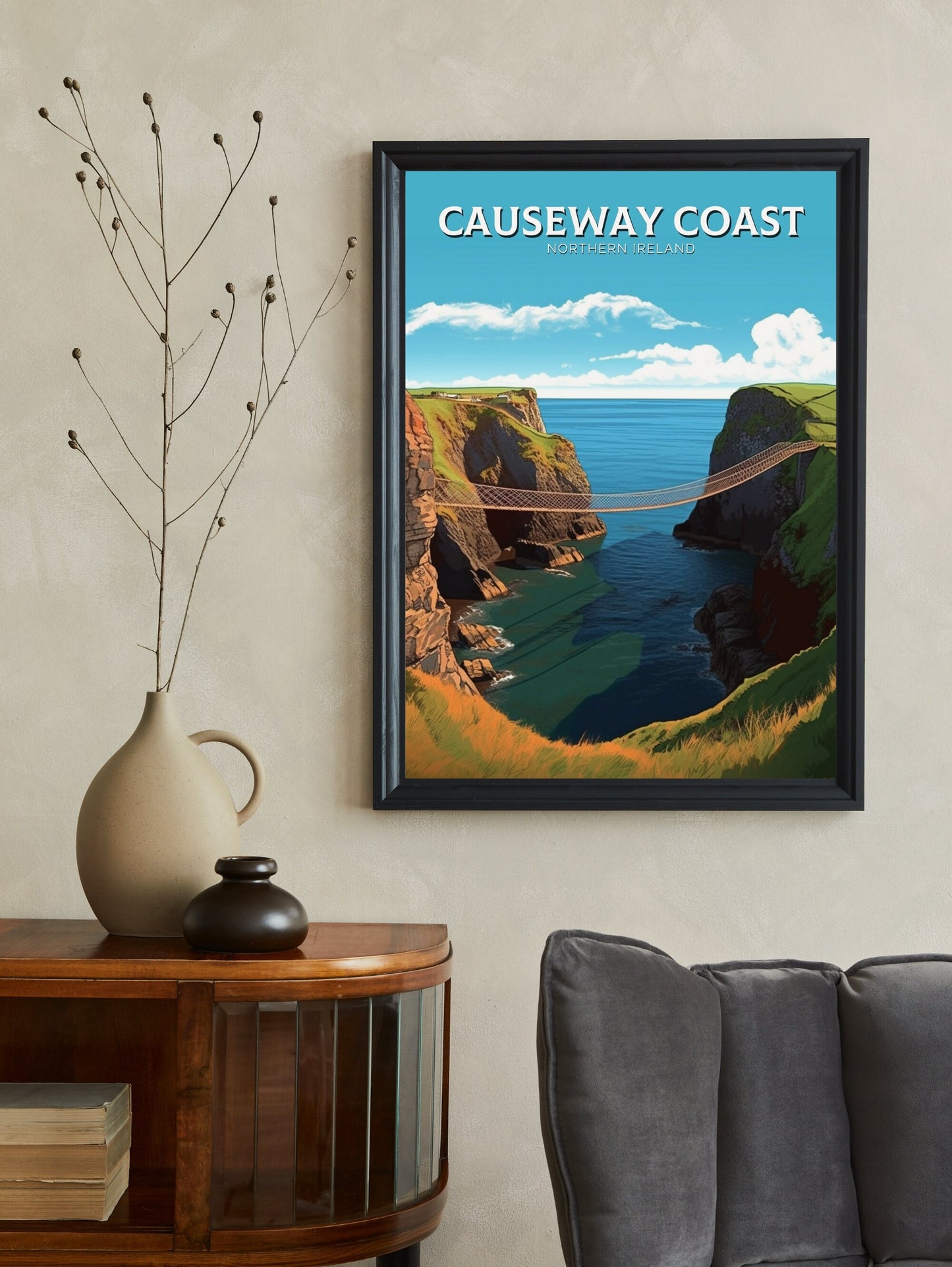 Causeway Coast Travel Print | Causeway Coast Illustration | Causeway Coast Poster | Causeway Coast Wall Art | Northern Ireland Print ID 250