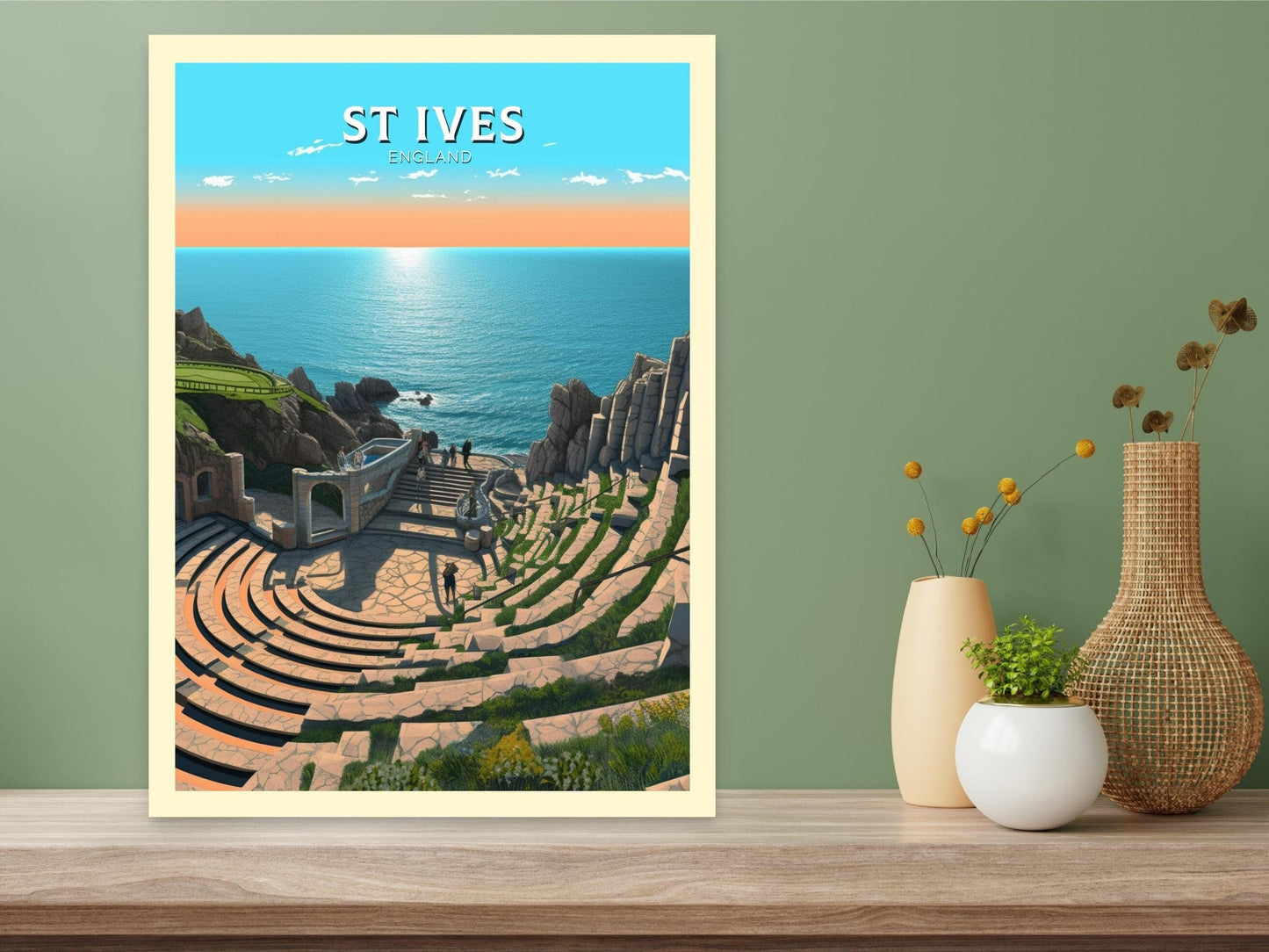 St Ives Travel Print | St Ives Travel Poster | St Ives Wall Art | England Print | England Home Decor | Cornwall Print | Travel gift ID 321