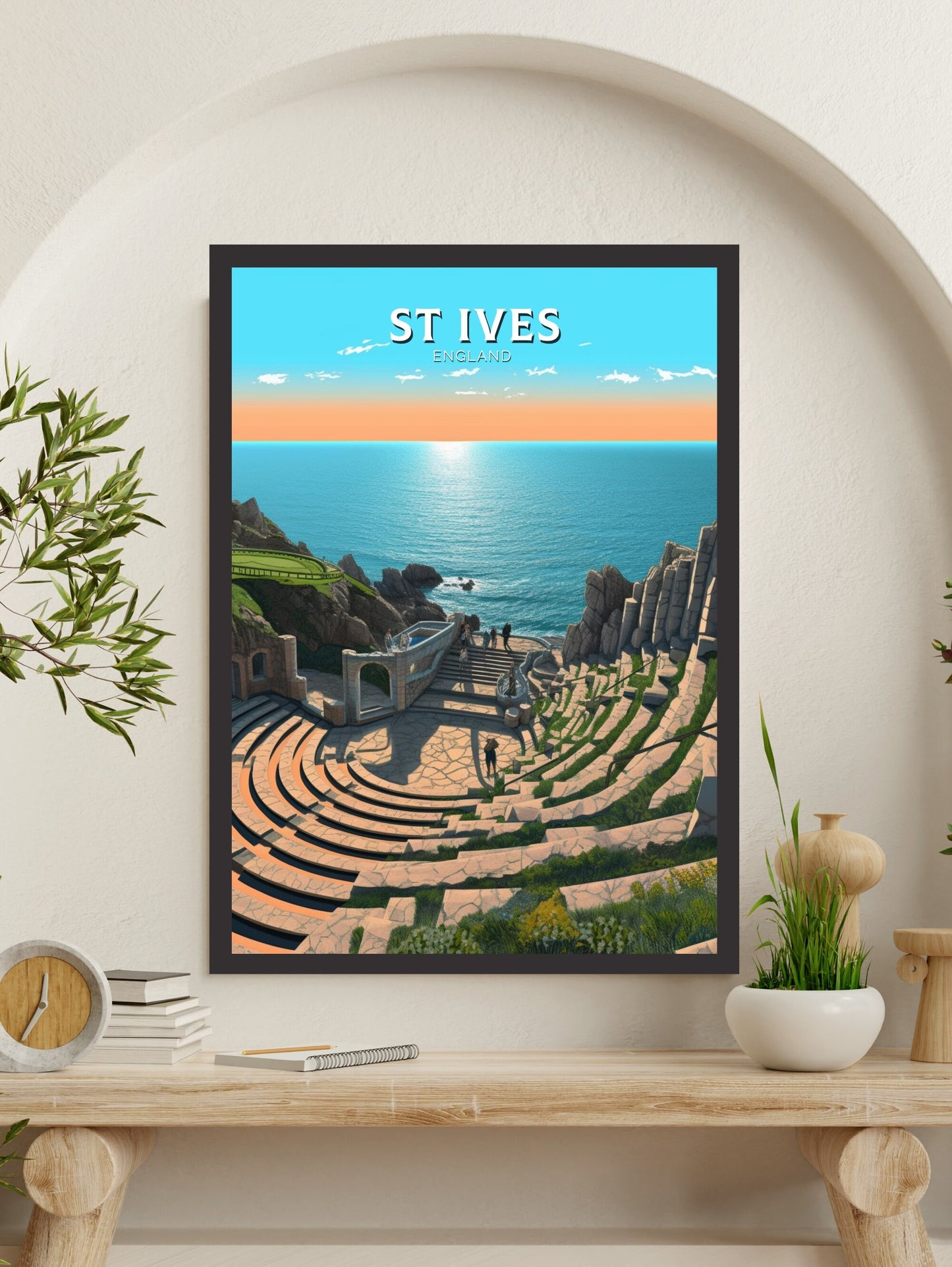 St Ives Travel Print | St Ives Travel Poster | St Ives Wall Art | England Print | England Home Decor | Cornwall Print | Travel gift ID 321