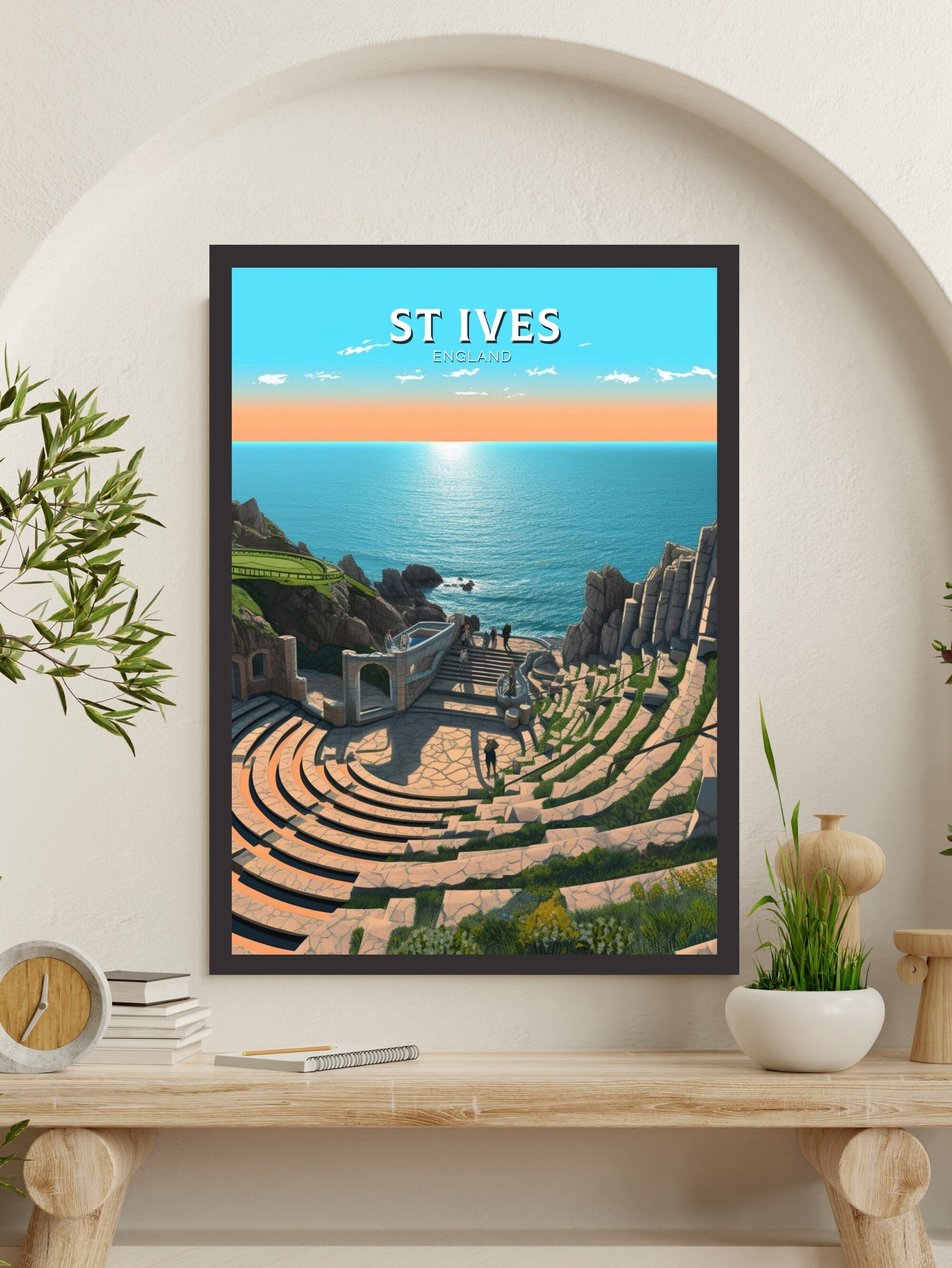 St Ives Travel Print | St Ives Travel Poster | St Ives Wall Art | England Print | England Home Decor | Cornwall Print | Travel gift ID 321