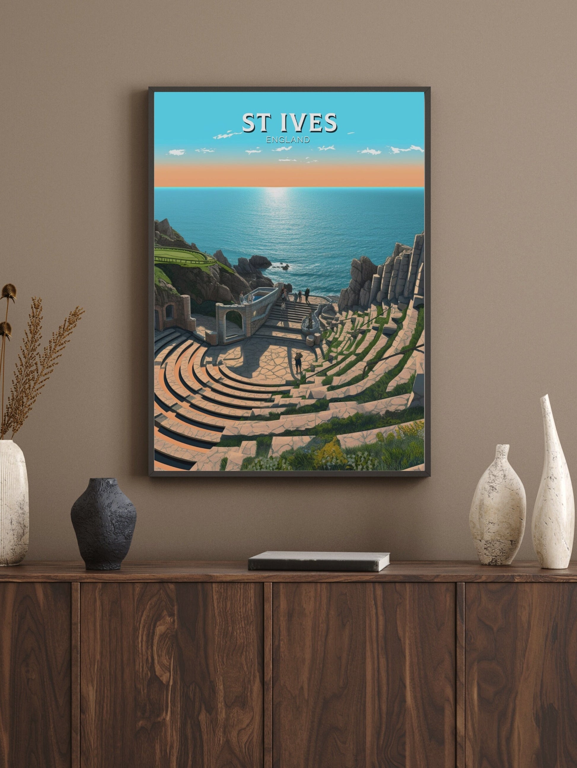 St Ives Travel Print | St Ives Travel Poster | St Ives Wall Art | England Print | England Home Decor | Cornwall Print | Travel gift ID 321