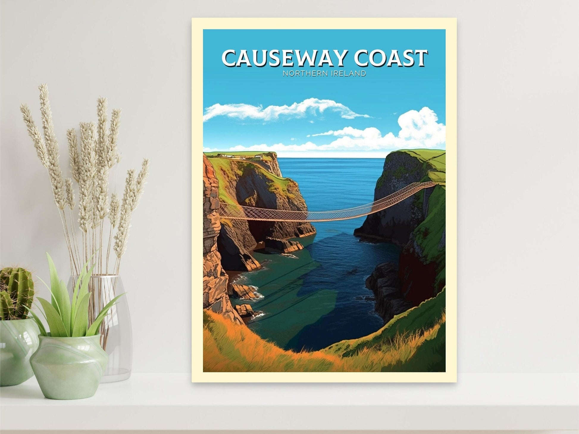 Causeway Coast Travel Print | Causeway Coast Illustration | Causeway Coast Poster | Causeway Coast Wall Art | Northern Ireland Print ID 250