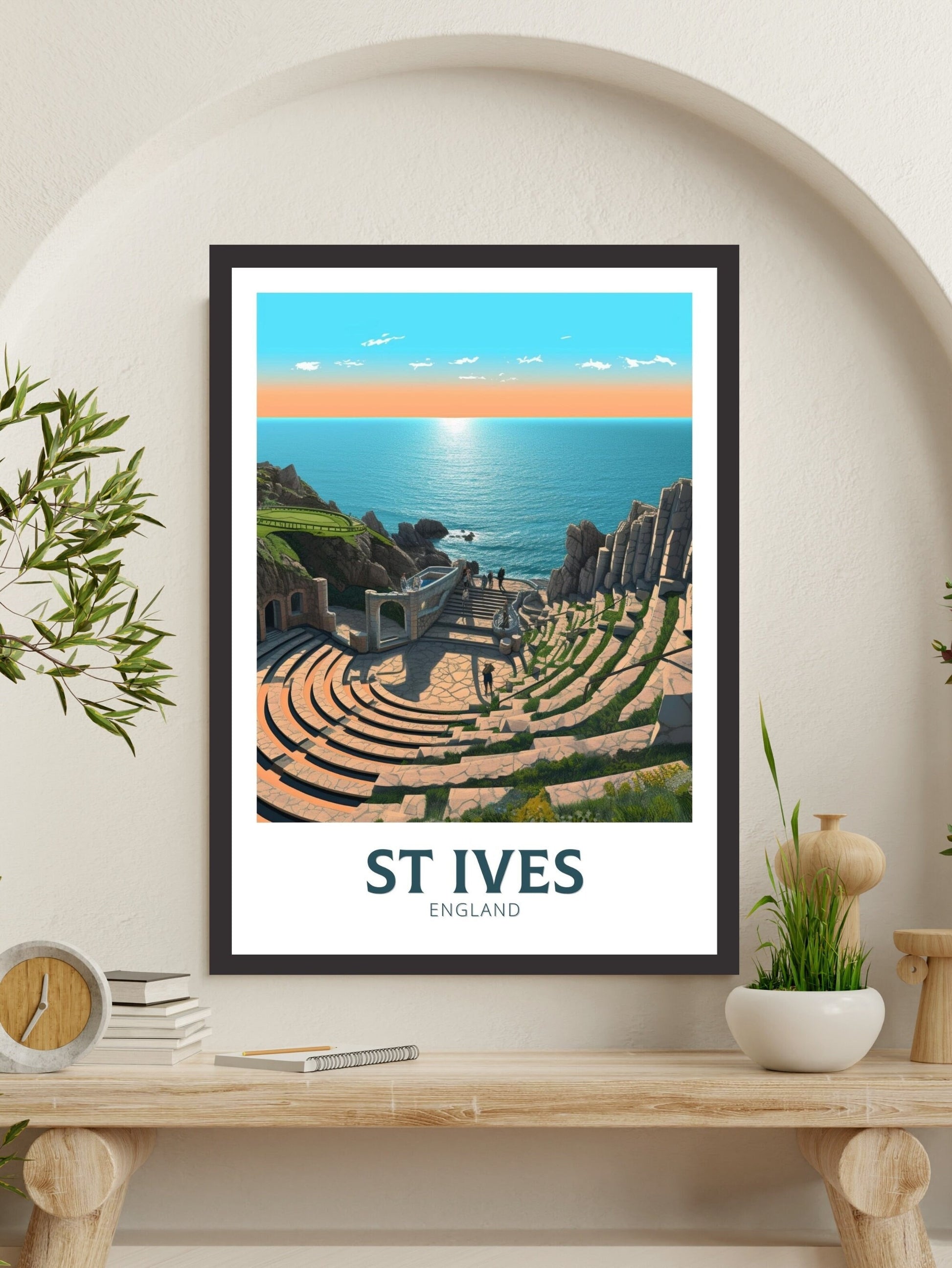 St Ives Travel Poster | St Ives Travel Print | Print | St Ives Wall Art | England Print | England Home Decor | Cornwall Travel gift ID 322