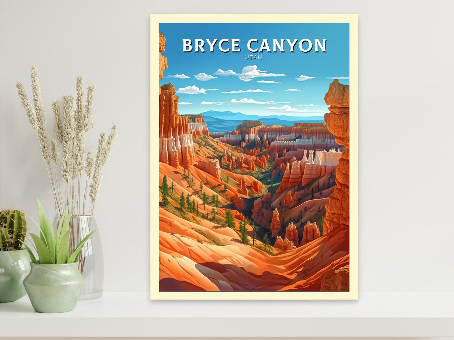 Bryce Canyon Utah Poster | Bryce Canyon Travel Print | Bryce Canyon Illustration | Utah Travel Print | Bryce Canyon Wall Art | ID 325