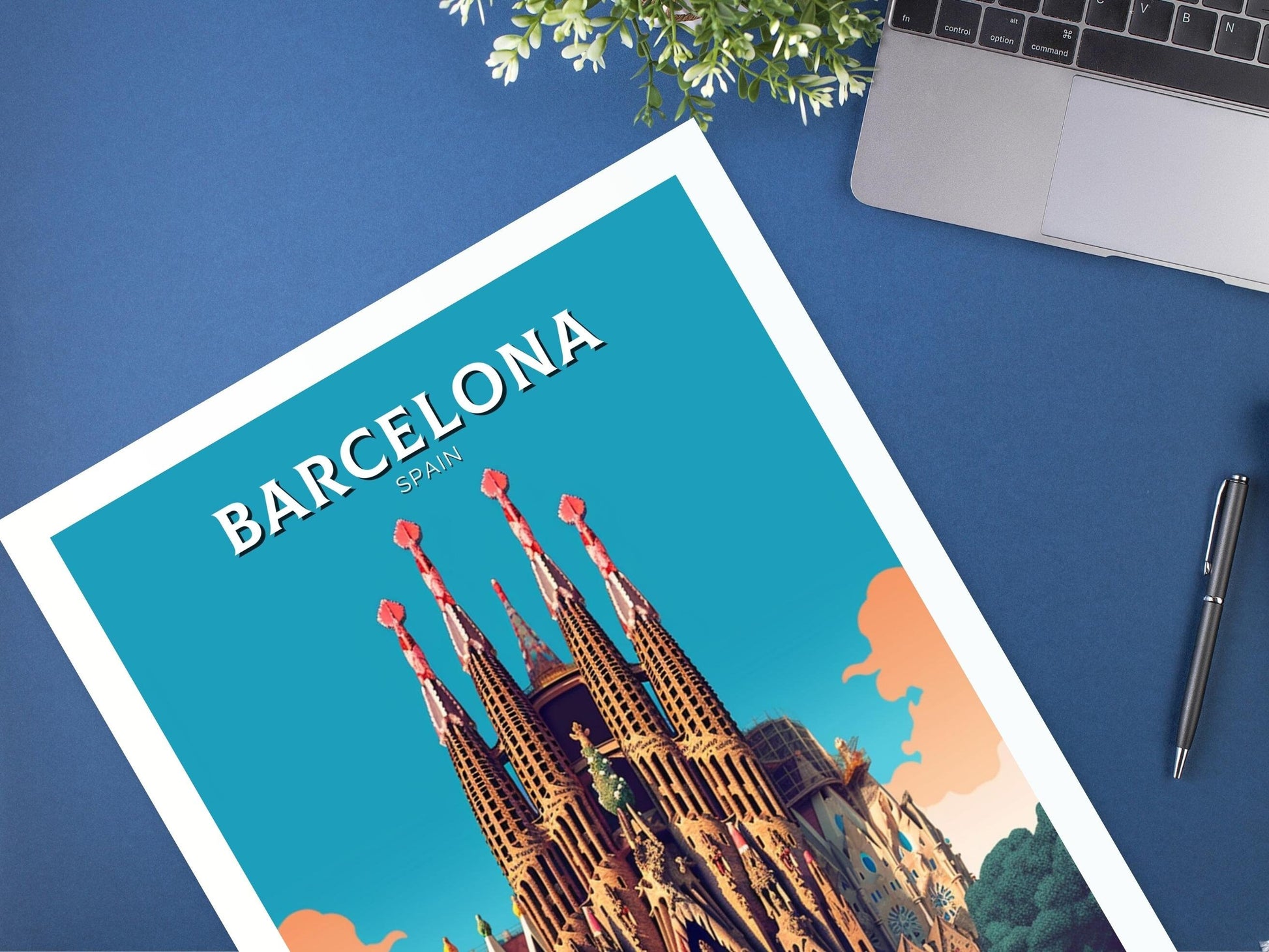 Barcelona Print | La Sagrada Familia Illustration | Barcelona Wall Art | Spain Print | Barcelona Poster | Barcelona Travel Print | ID 327