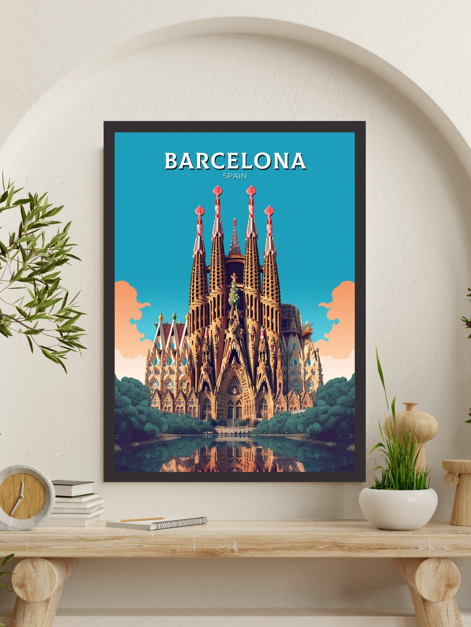 Barcelona Print | La Sagrada Familia Illustration | Barcelona Wall Art | Spain Print | Barcelona Poster | Barcelona Travel Print | ID 327