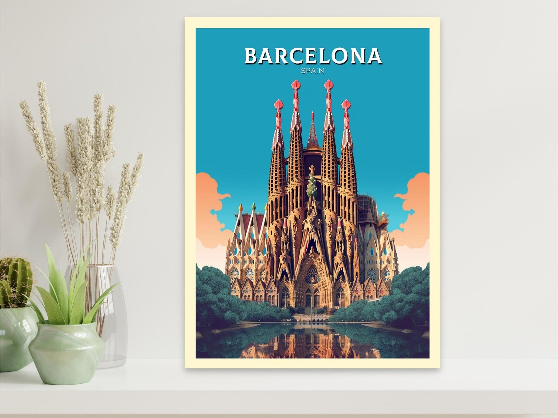 Barcelona Print | La Sagrada Familia Illustration | Barcelona Wall Art | Spain Print | Barcelona Poster | Barcelona Travel Print | ID 327