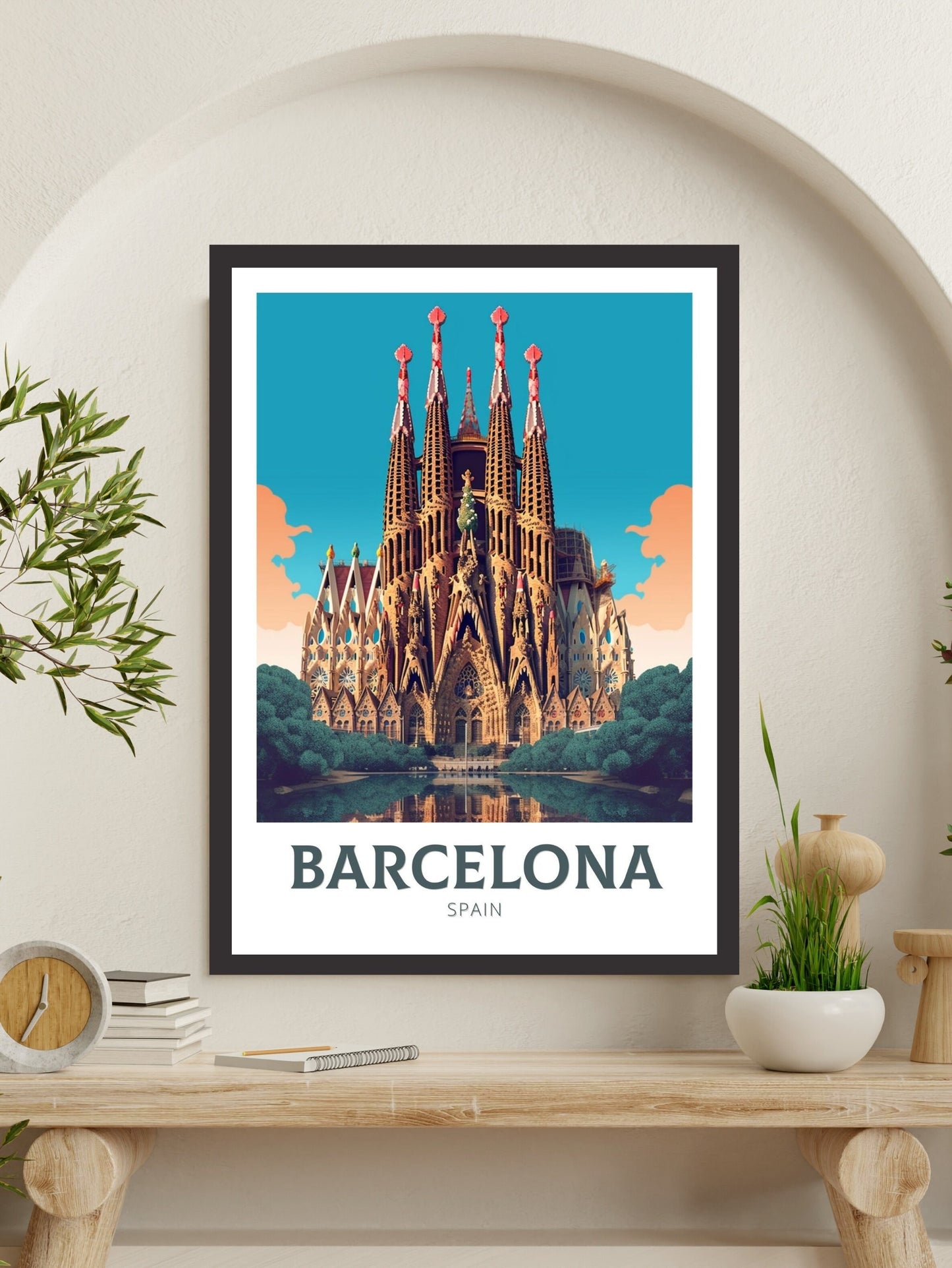 Barcelona Poster | Barcelona Travel Print | La Sagrada Familia Illustration | Barcelona Wall Art | Spain Print | Barcelona Print | ID 328