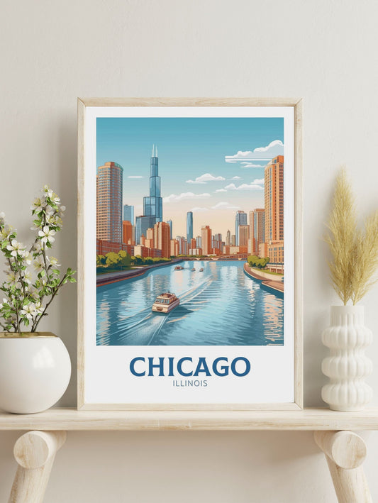 Chicago Print | Chicago Poster | Chicago Poster Design | Chicago Illinois | Chicago Artwork | Chicago Wall Art | USA Home Decor | ID 154