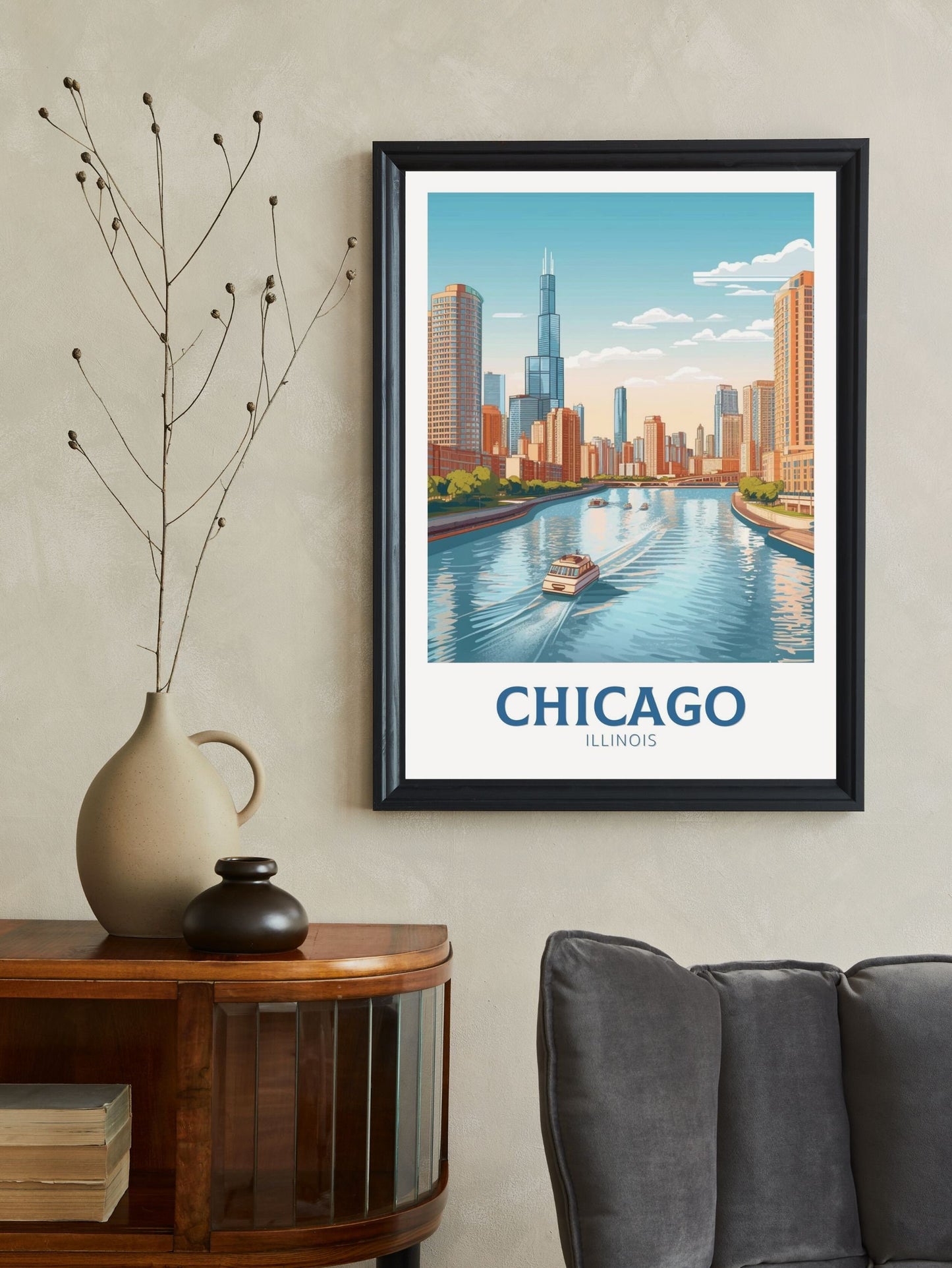 Chicago Print | Chicago Poster | Chicago Poster Design | Chicago Illinois | Chicago Artwork | Chicago Wall Art | USA Home Decor | ID 154