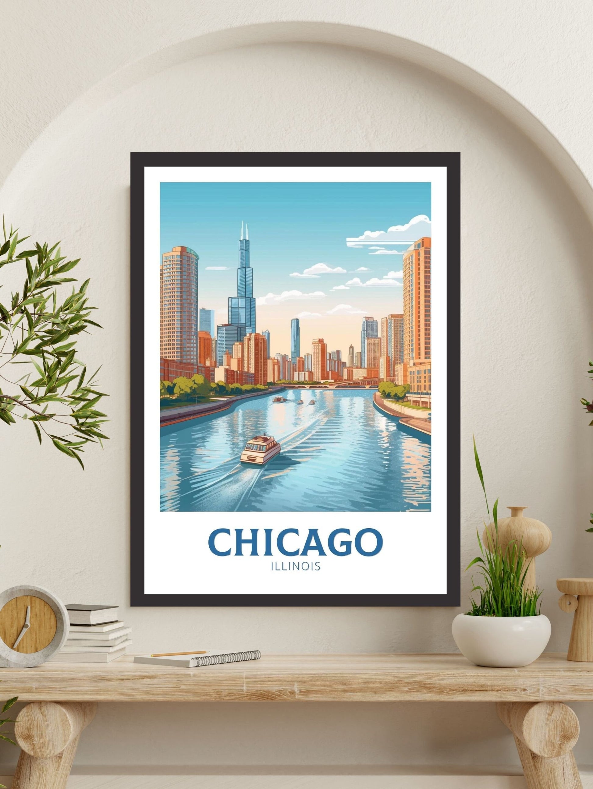 Chicago Print | Chicago Poster | Chicago Poster Design | Chicago Illinois | Chicago Artwork | Chicago Wall Art | USA Home Decor | ID 154