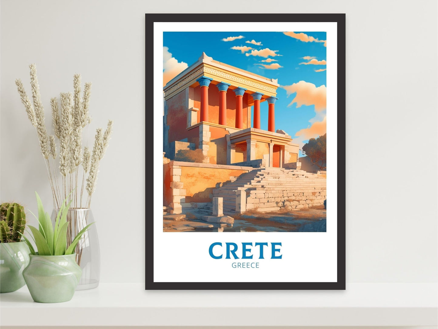 Crete Poster | Crete Travel Print | Crete Island Design| Knossos Palace Crete Wall Art | Greece Monument Print | Historic Poster ID 192