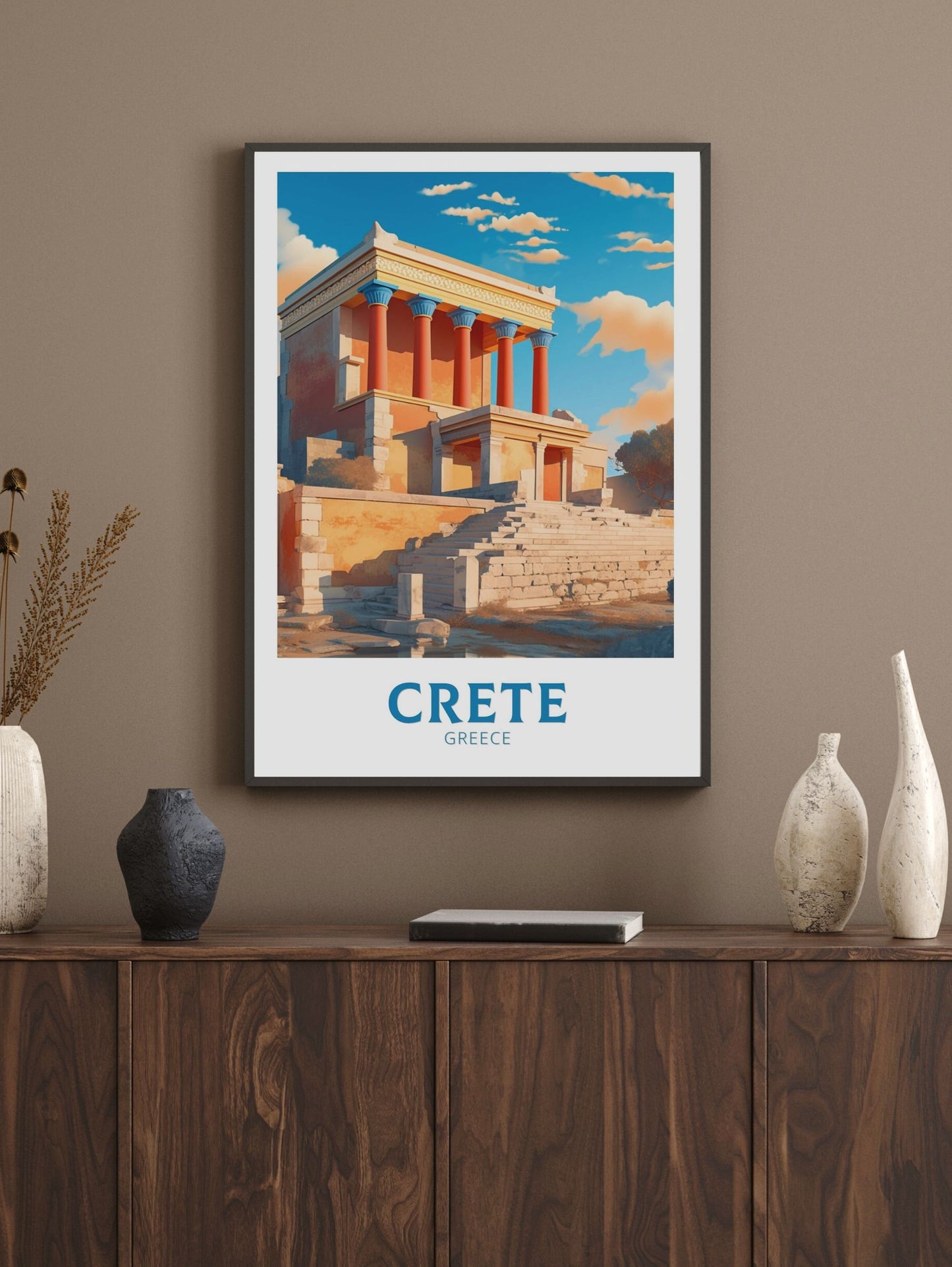 Crete Poster | Crete Travel Print | Crete Island Design| Knossos Palace Crete Wall Art | Greece Monument Print | Historic Poster ID 192