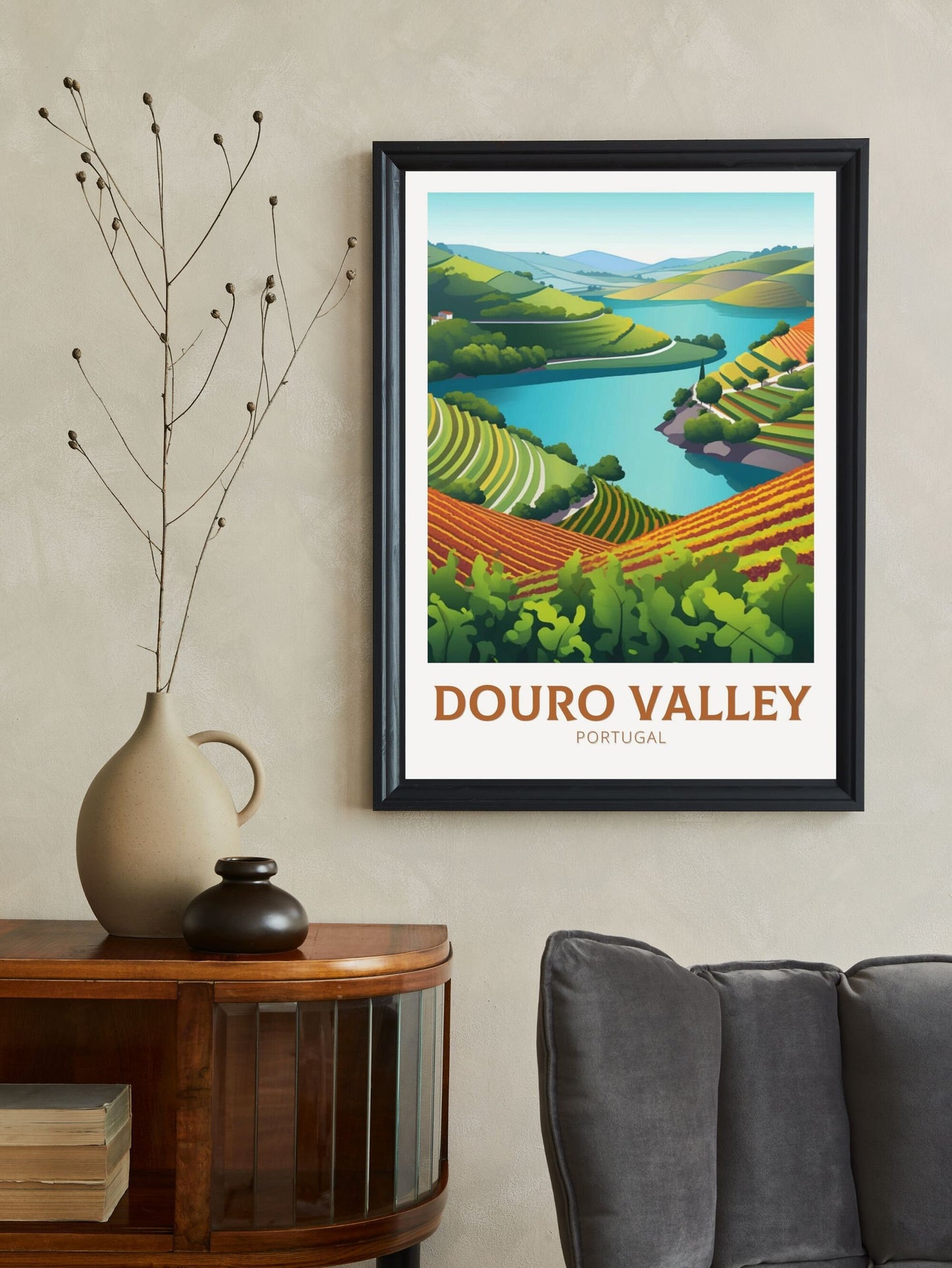 Douro Valley Print | Douro Valley Poster | Douro Travel Design| Douro Painting | Portugal Wall Art | Douro Valley Travel Print | ID 156