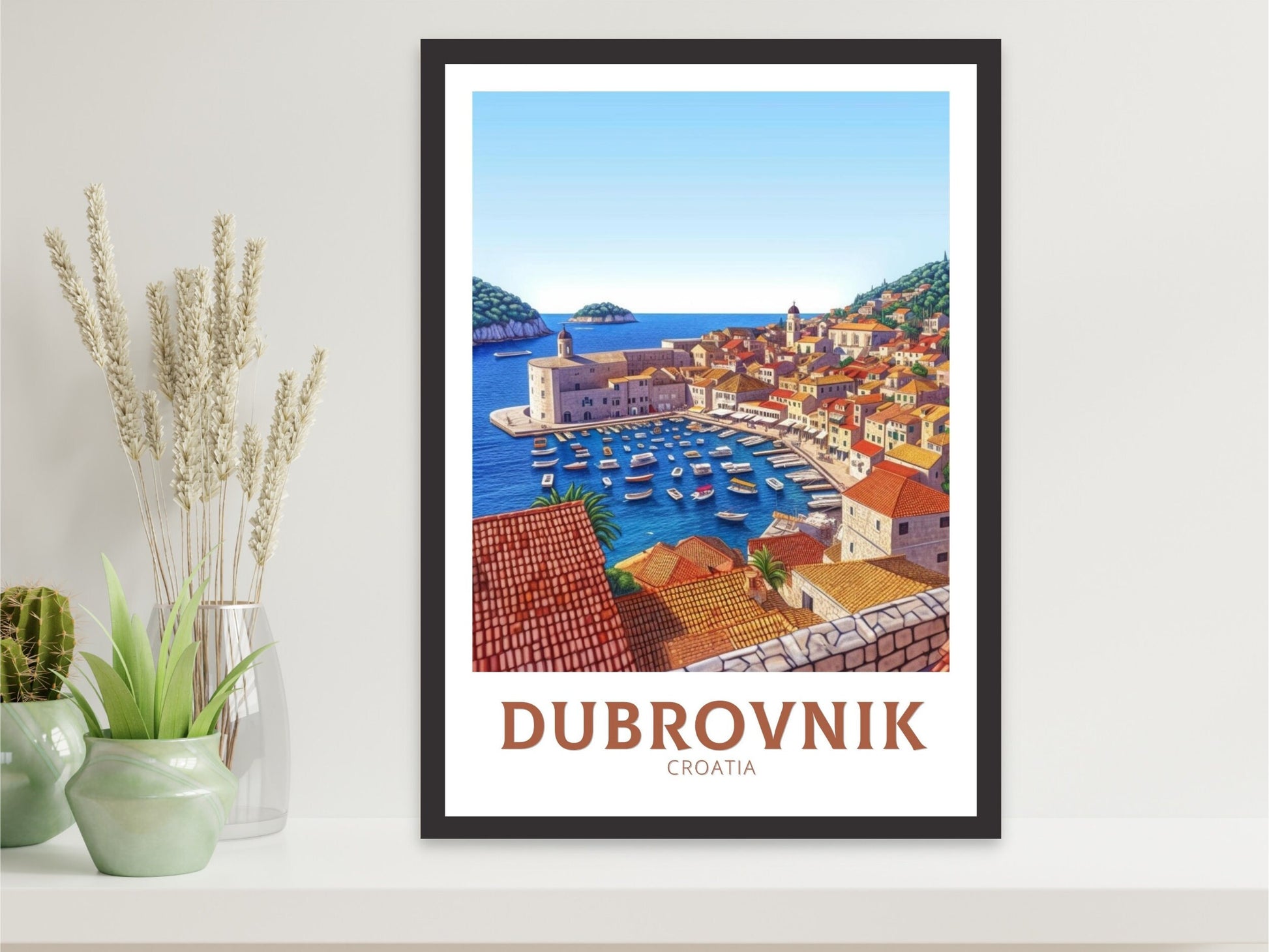 Dubrovnik Croatia Travel Poster| Dubrovnik Illustration | Dubrovnik Print | Croatia Print | Dubrovnik Poster | Dubrovnik Painting | ID 157