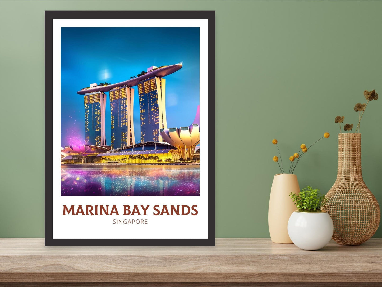 Marina Bay Sands Poster | Marina Bay Sands Illustration | Singapore Print | Singapore Poster | Singapore Wall Art | ID 165