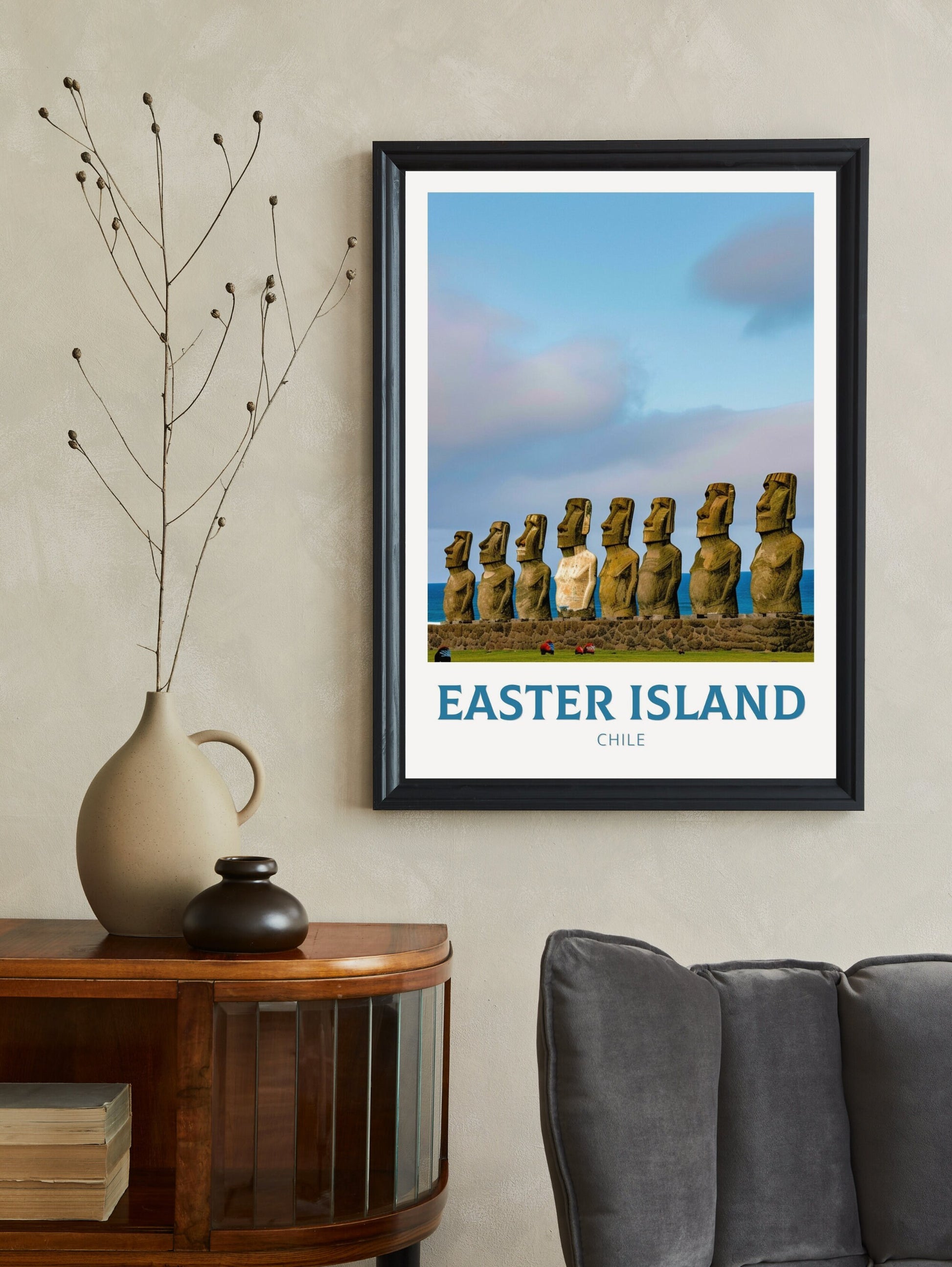 Easter Island Travel Print | Easter Island Travel Poster | Easter Island Wall Art | Chile Travel Poster | Chile Poster Painting | ID 169