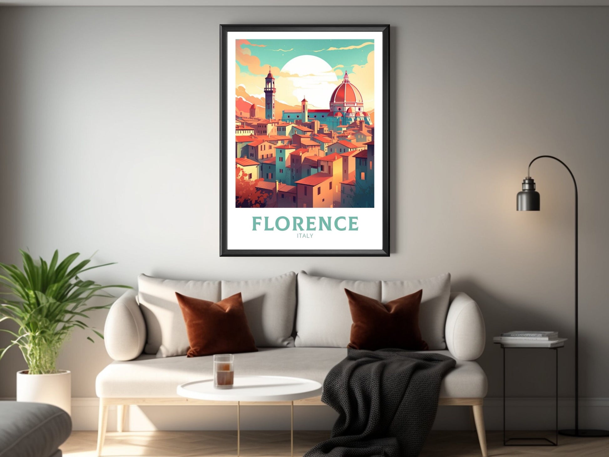 Florence Travel Print | Florence Italy Poster | Florence Città d'Arte | Florence Illustration | Minimalist Cityscape | Tuscany Print ID 174